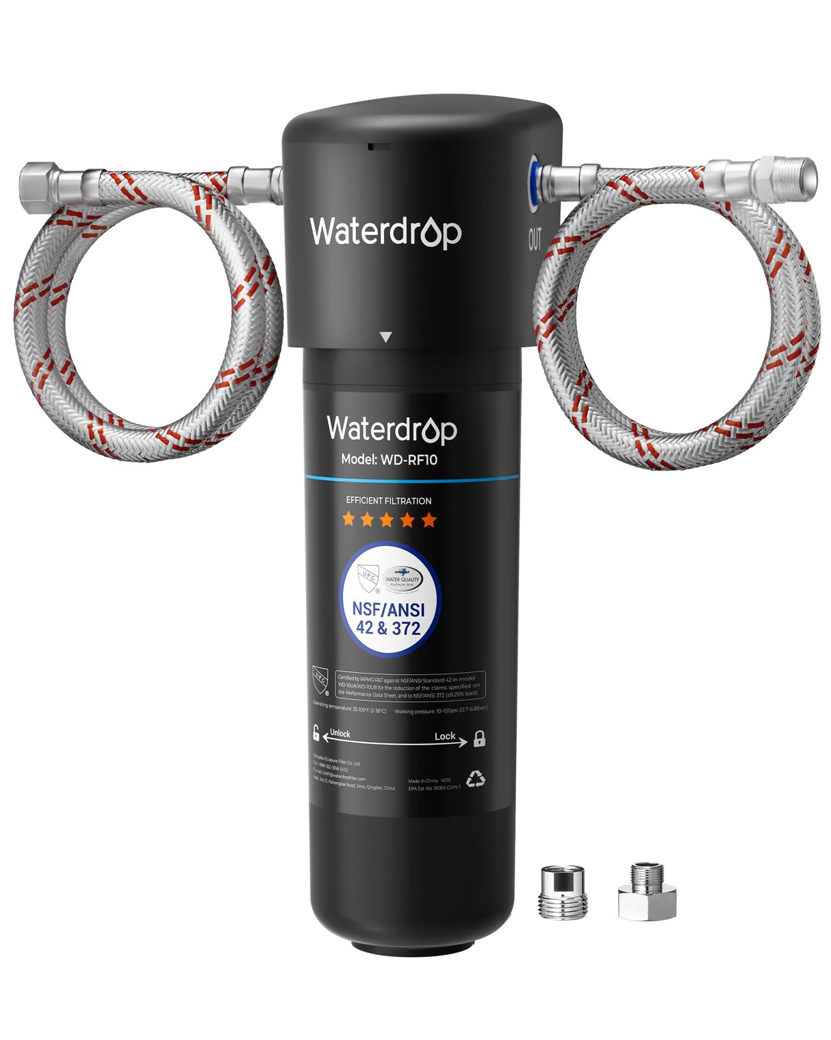 Waterdrop 10UA Under Sink Water Filter System, Reduces PFAS, PFOA/PFOS, Lead, Chlorine, Bad Taste & Odor, Under Counter Water Filter Direct Connect to Kitchen Faucet, NSF/ANSI 42 Certified, 1 Year