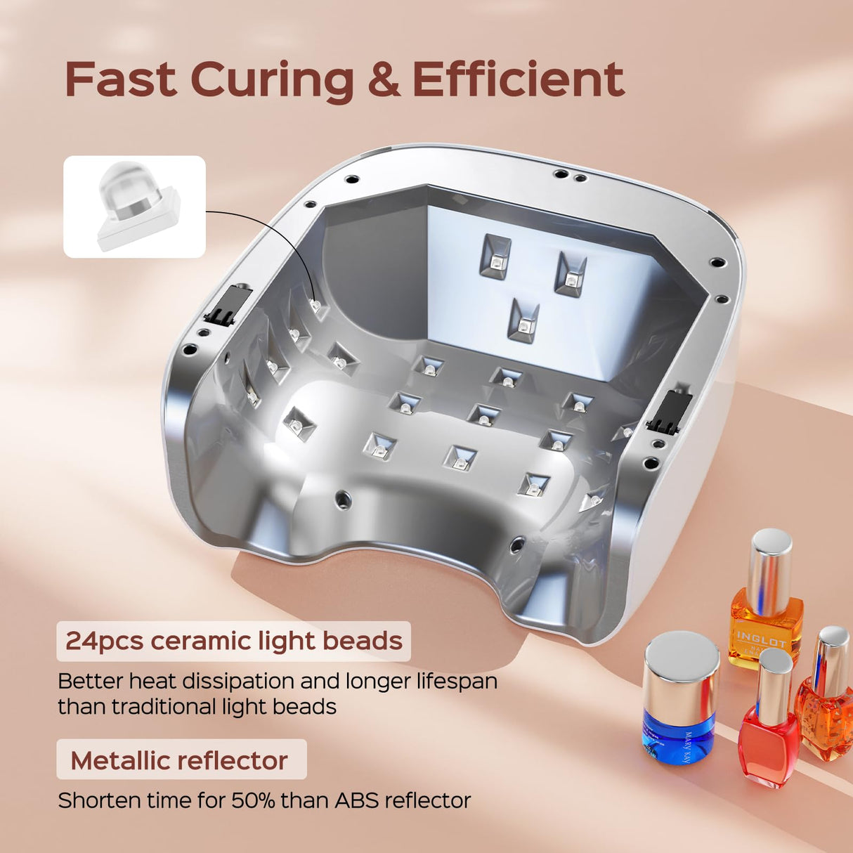 BOLASEN Cordless Rechargeable UV Nail Lamp - UV Light for Gel Nails with Metallic Reflector & Metal Base, 54W Portable Wireless LED Nail Dryer, Professional Fast Charger Curing Lamp for Salon P30 PRO