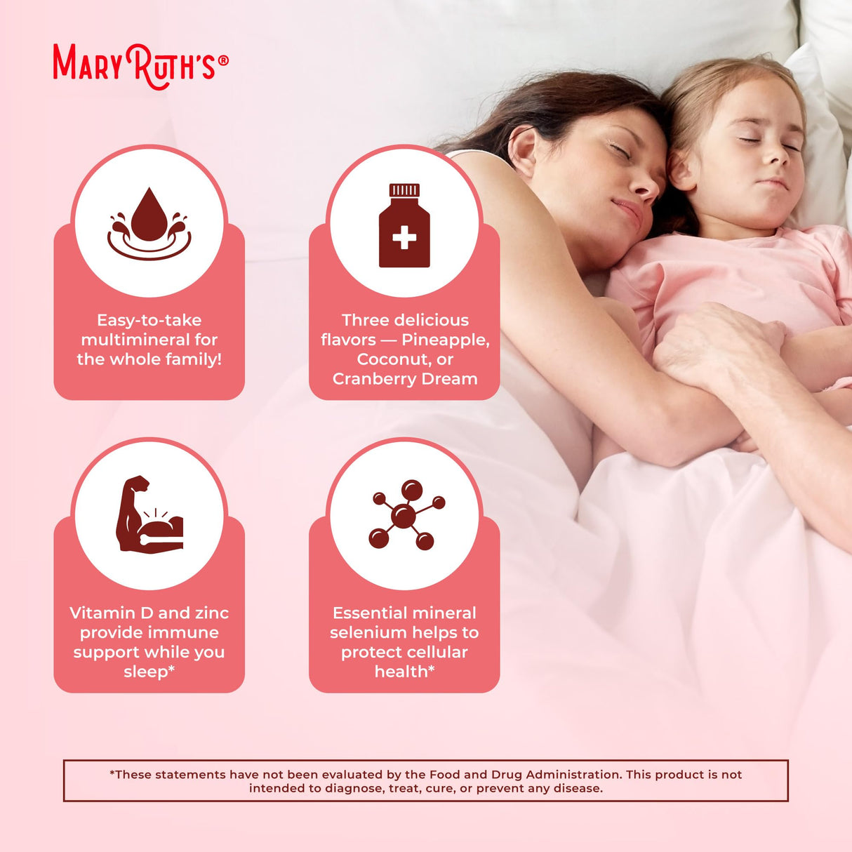 MaryRuth Organics Liquid Nighttime Multimineral | No Melatonin | Bedtime Routine | Magnesium Citrate | Calcium | Zinc | Vitamin D3| Available in 4 Flavors | Vegan | Sugar Free | Gluten Free | 32 Oz