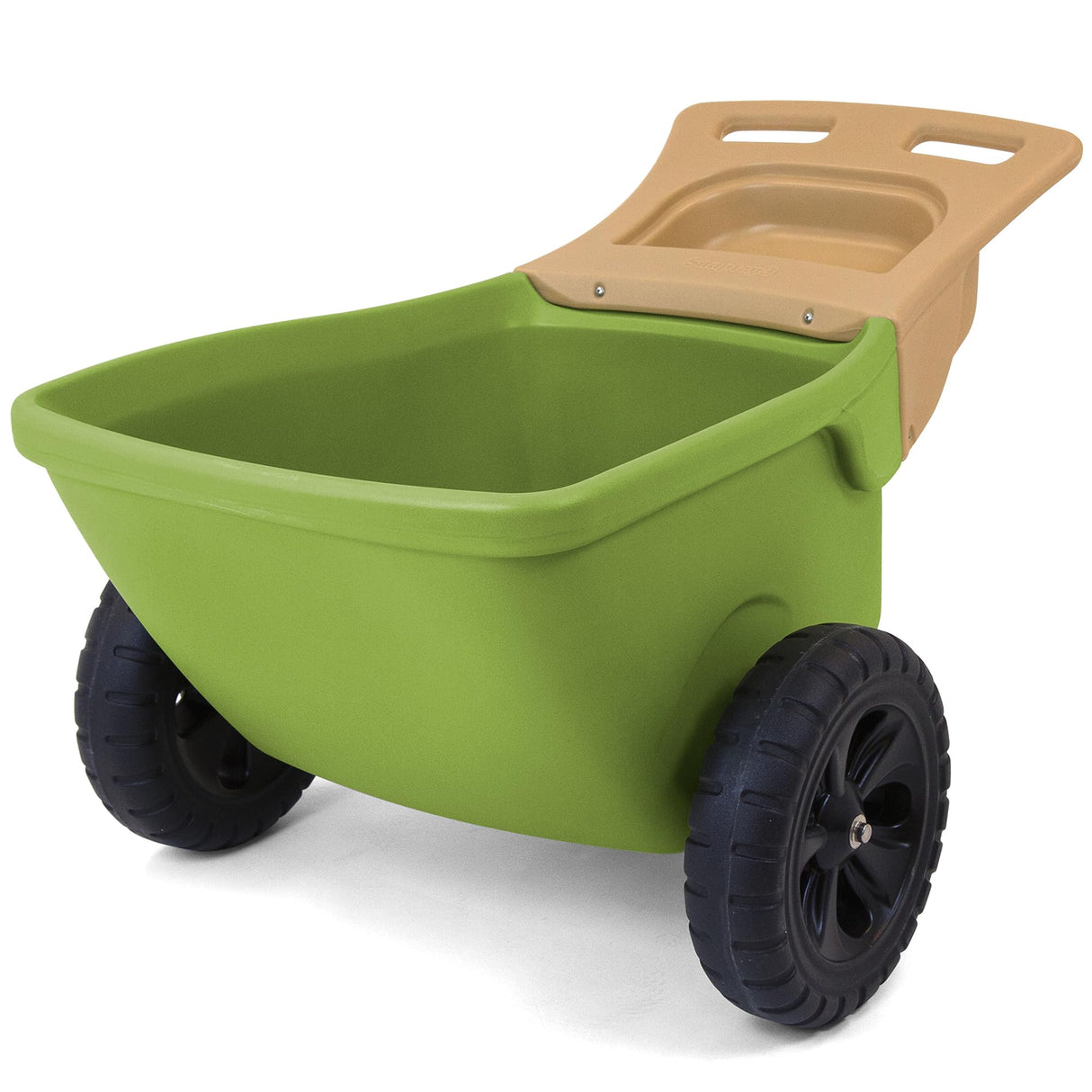 Simplay3 Easy Haul Durable Wheelbarrow with Garden Tool Storage Tray - Large Easy Turn Wheels - Green - Made in USA