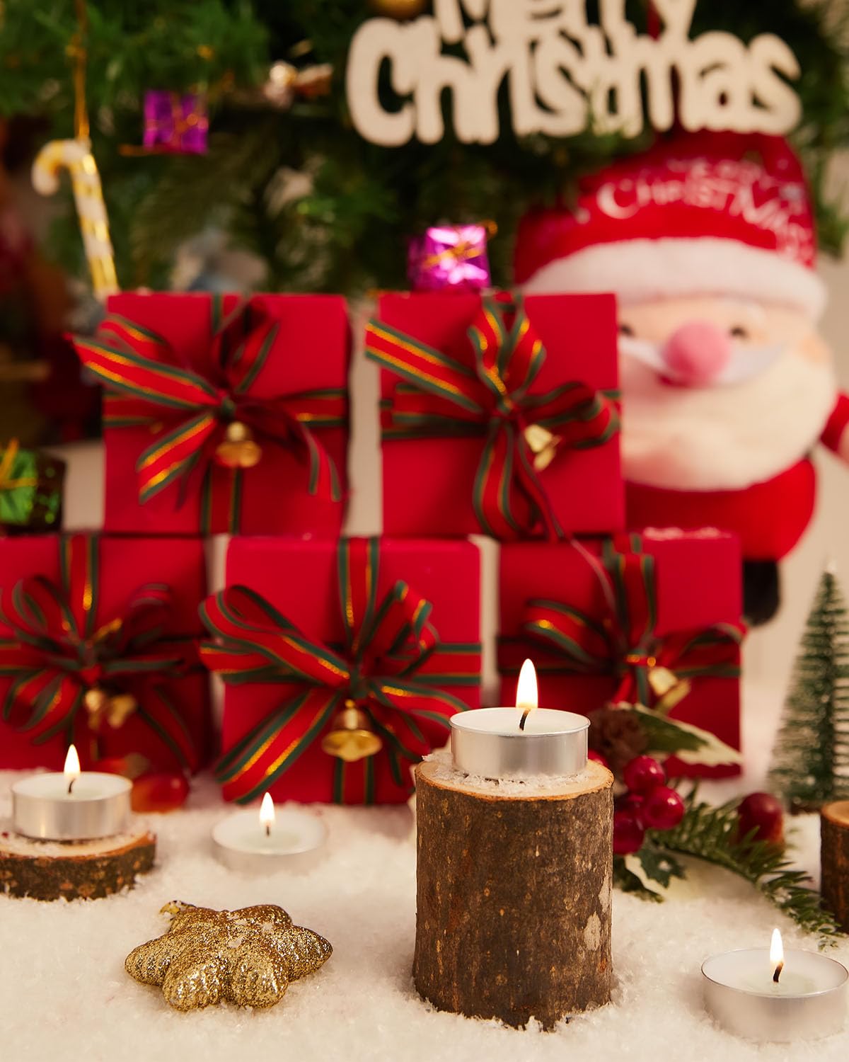 Ashlux Unscented Palm Tea Lights Candles 100 Pack Bulk, 4.5 Hours Long Burning White Tea Lights,Non-Paraffin, Smokeless, Mini Tealight Votive Candles for Wedding, Christmas Lights, Party, Christmas