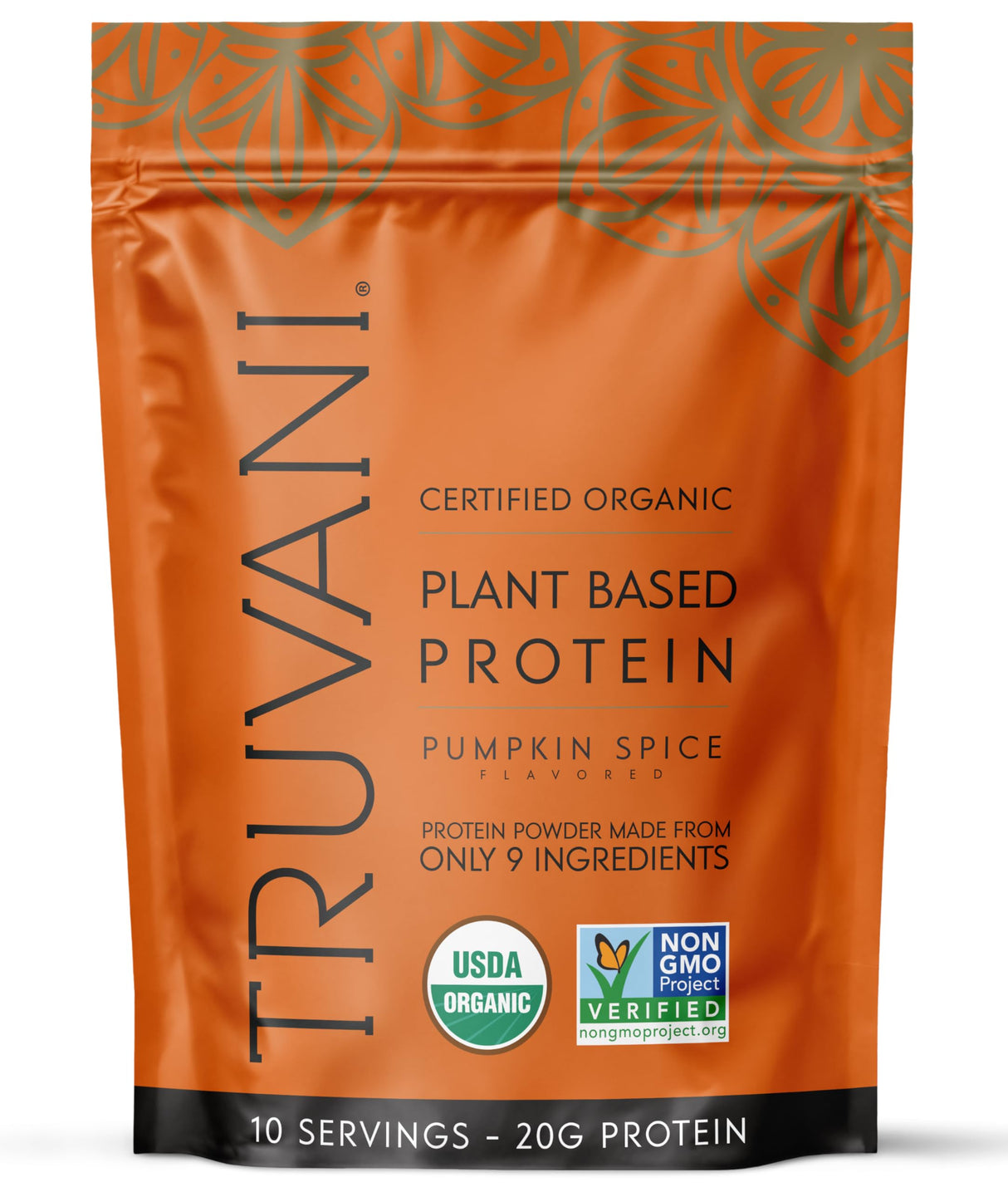Truvani Vegan Pea Protein Powder | Pumpkin Spice | 20g Organic Plant Based Protein | 10 Servings | Keto | Gluten & Dairy Free | Low Carb | No Added Sugar