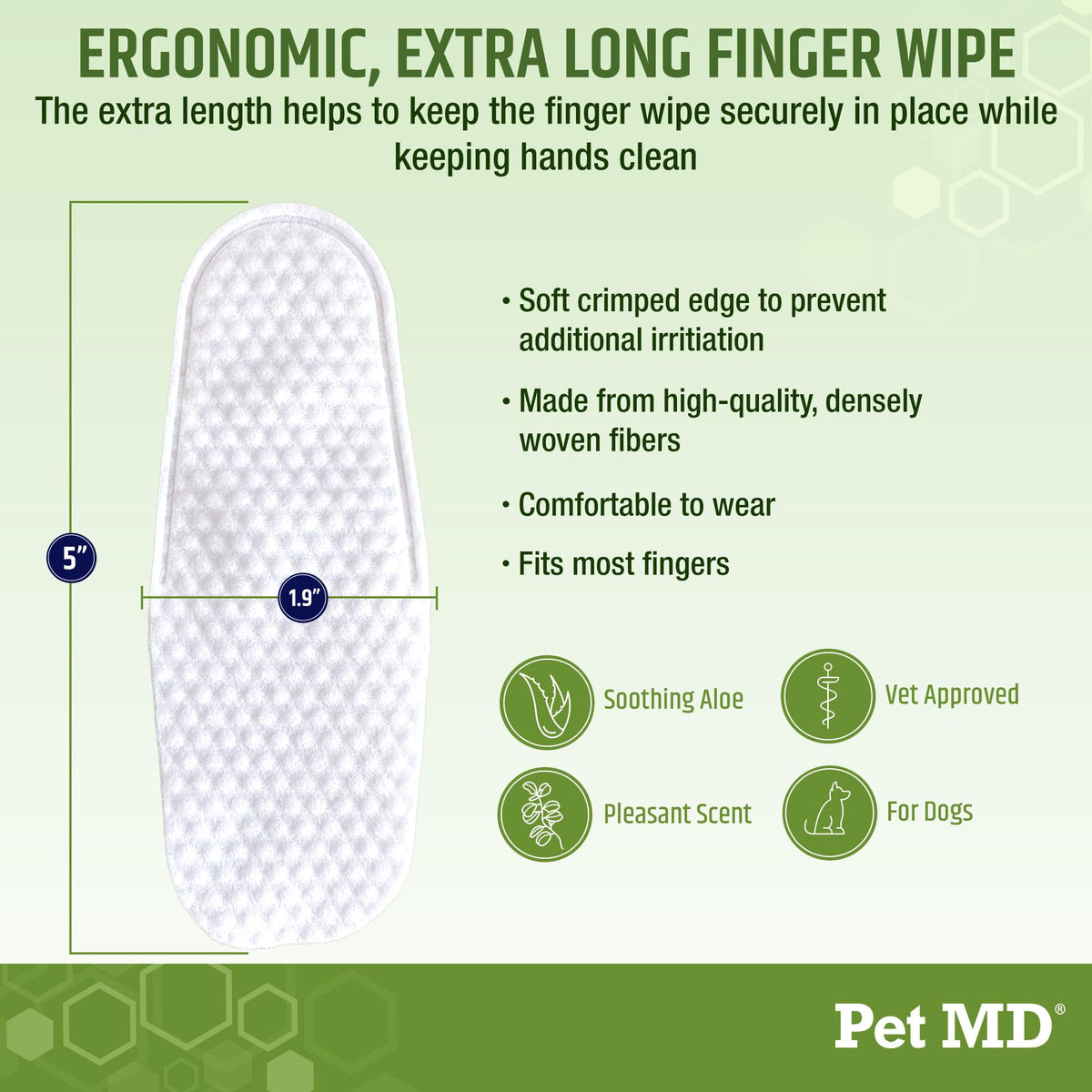 Pet MD Dog Ear Finger Wipes - with Eucalyptus & Aloe Vera for Dogs - 50 ct