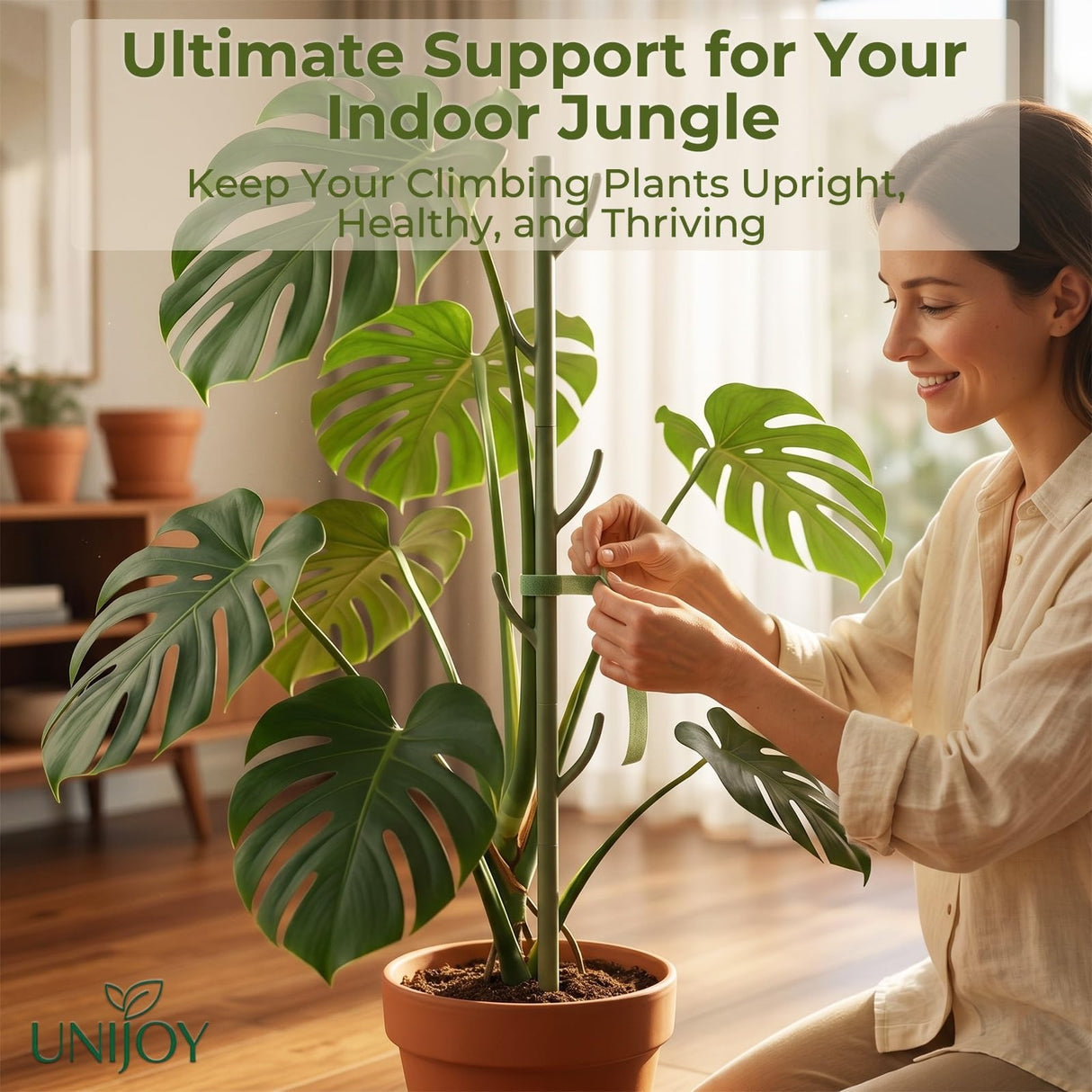 Heavy-Duty Monstera Plant Support Stakes - 10-Piece Stackable Sticks