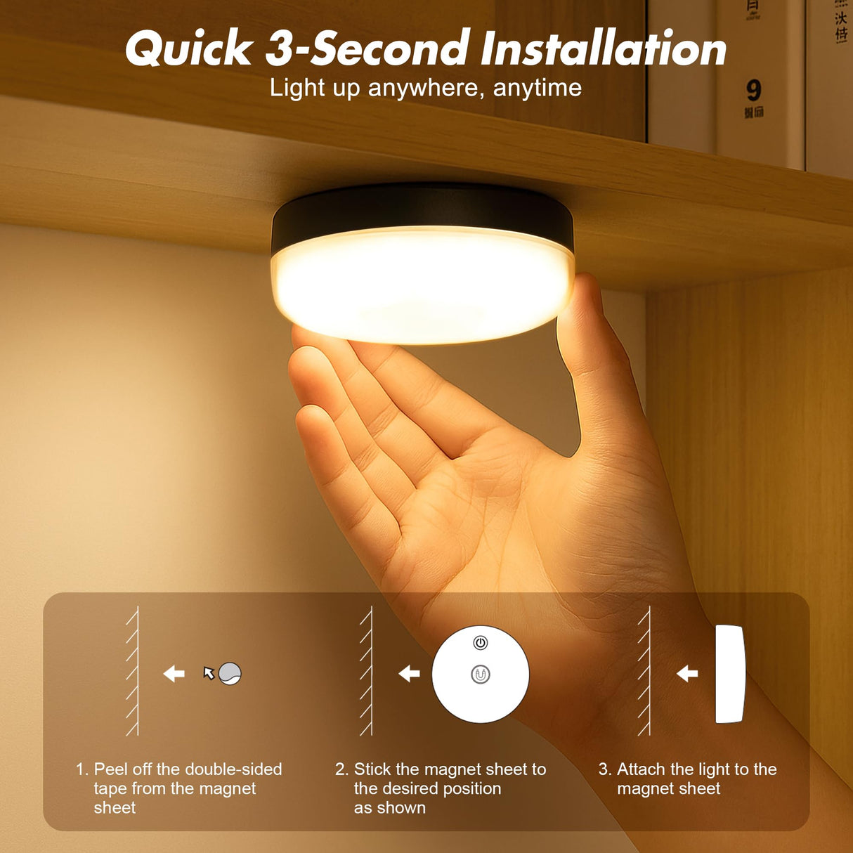 4-Pack Rechargeable Shower Lights for Inside Shower, 15 RGBW Color Changeable Waterproof Lights for Shower with Remote(Dimmable&Timer), Wireless LED Mood Lighting for Bathroom, Closet, Bedroom, Party