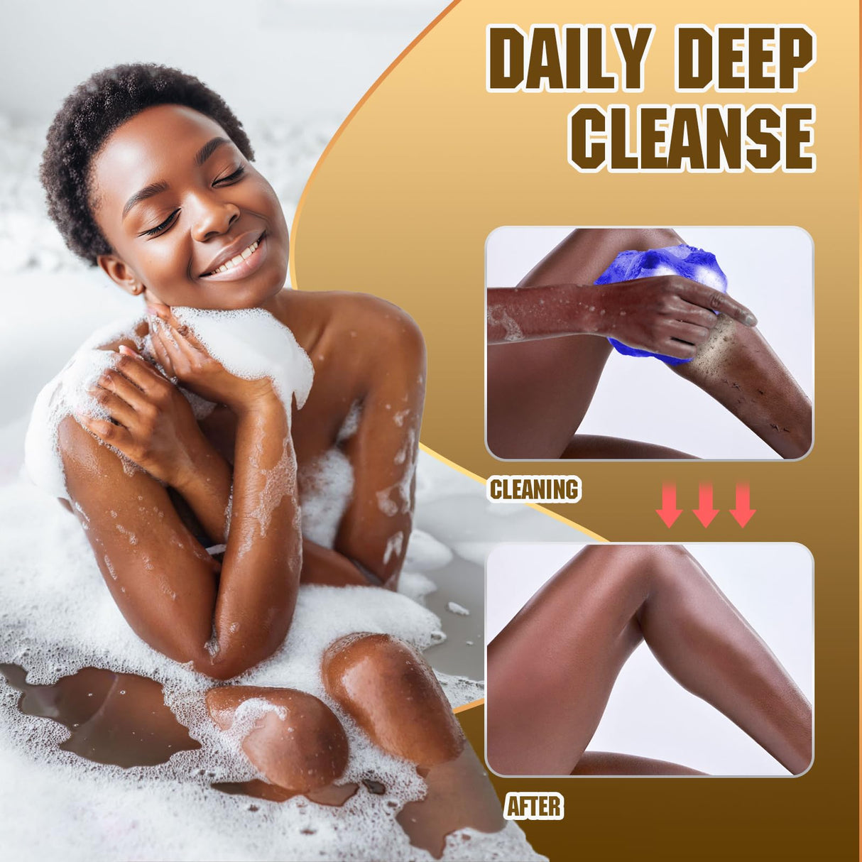 2 Pieces African Net Sponge – Real Authentic Exfoliating Bath Sponges for Silky Smooth Skin, Deep Cleansing Mesh for Full Body, Quick-Drying & Travel-Friendly(Blue Black)