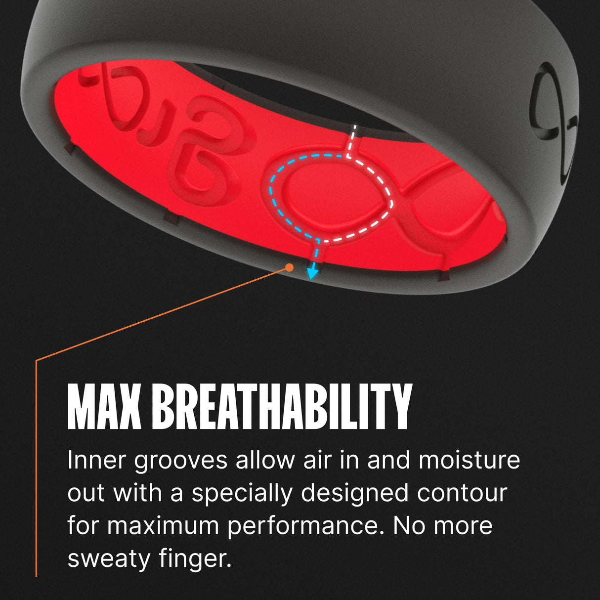 Groove Life Silicone Ring for Men, Rubber Wedding Band, Edge Black/Red 11