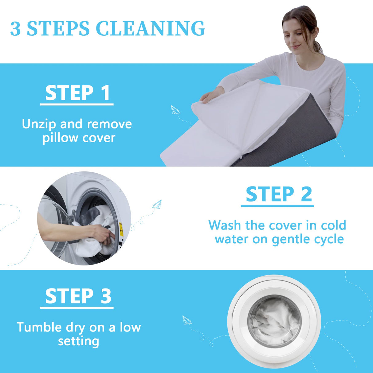 Touchutopia Bed Wedge Pillow for Sleeping, 10" 24" 24" Triangle Pillow Wedge, Cooling Memory Foam Top, Elevated Support Wedge Pillow - Removable Washable Cover