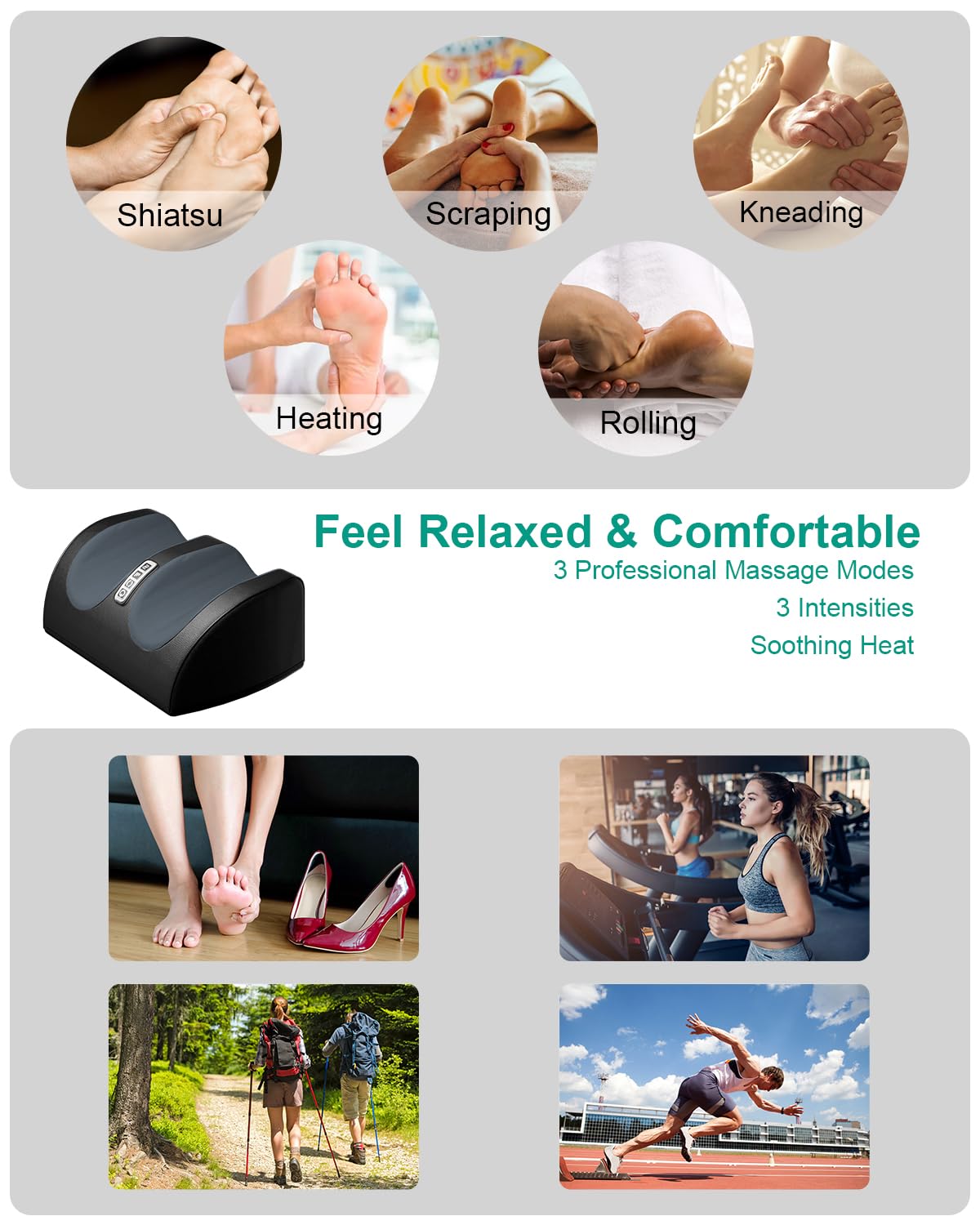 LINGTENG Shiatsu Foot Massager Machine with Heat, Foot and Calf Massager with Massage Roller, Deep Tissue Massager for Plantar Fasciitis, Pain Relief, Promotes Blood Circulation, Gifts for Women & Men