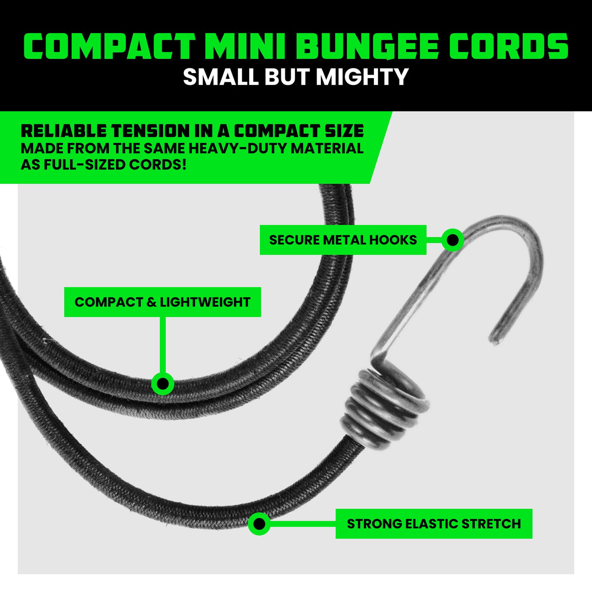 Rhino USA Bungee Cords with Hooks 28Pc Heavy Duty Outdoor Bungee Straps with Small, Short and Long Sizes - 4 Free Tarp Clips, Drawstring Bag, Canopy Ties & Ball Bungie - UV & Weather Resistant