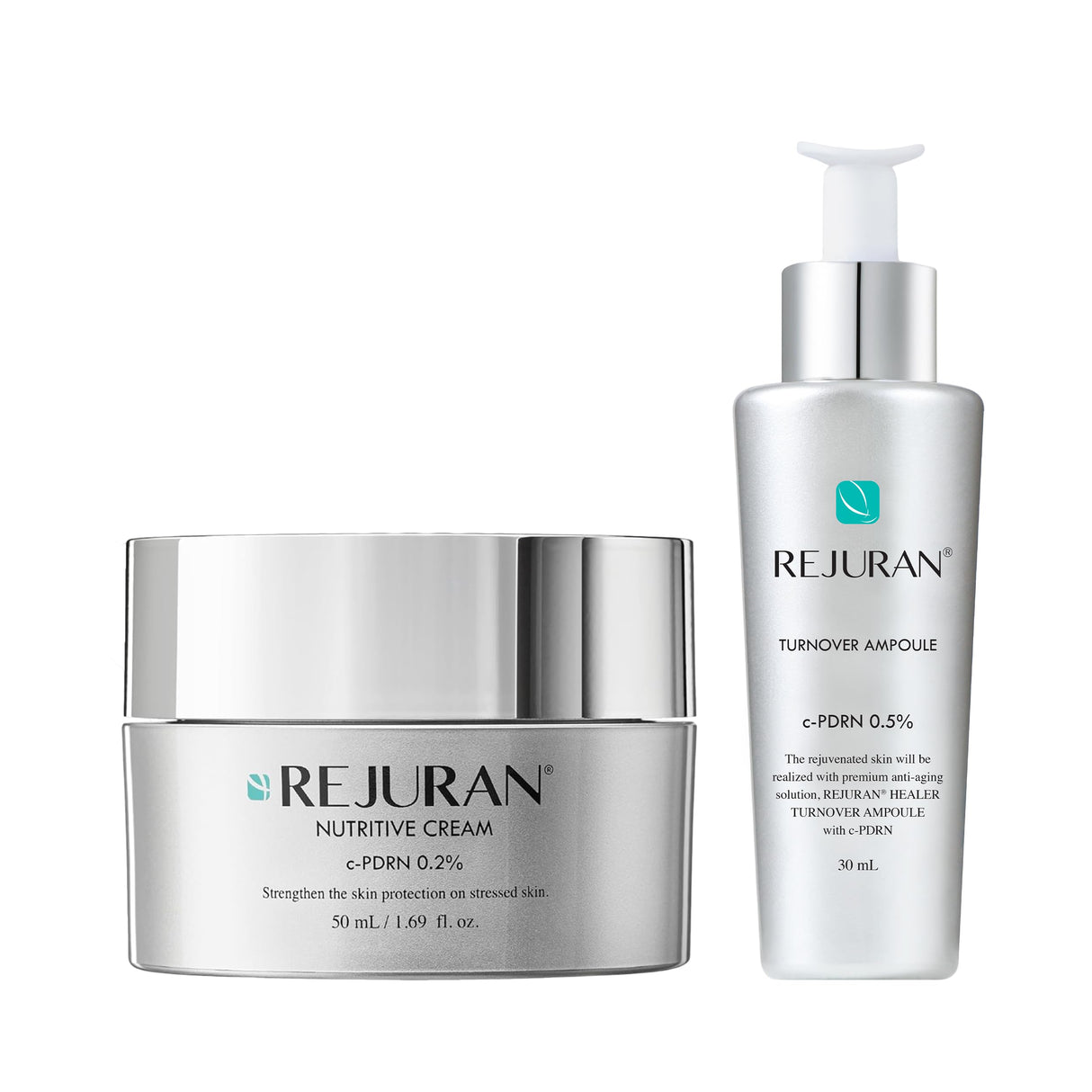 REJURAN® Turnover Ampoule (1.01 fl oz) & Nutritive Cream (1.69 fl oz) - Anti-Aging Face Serum for Firmness, Radiance, Youthful Skin Korean Skin Care