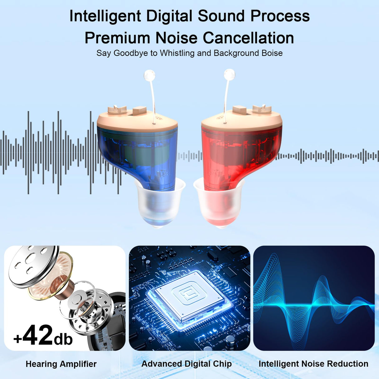 True Hearing Aids for Seniors Not Amplifier- Noise Cancelling, Rechargeable & Invisible with Magnetic Charging Box