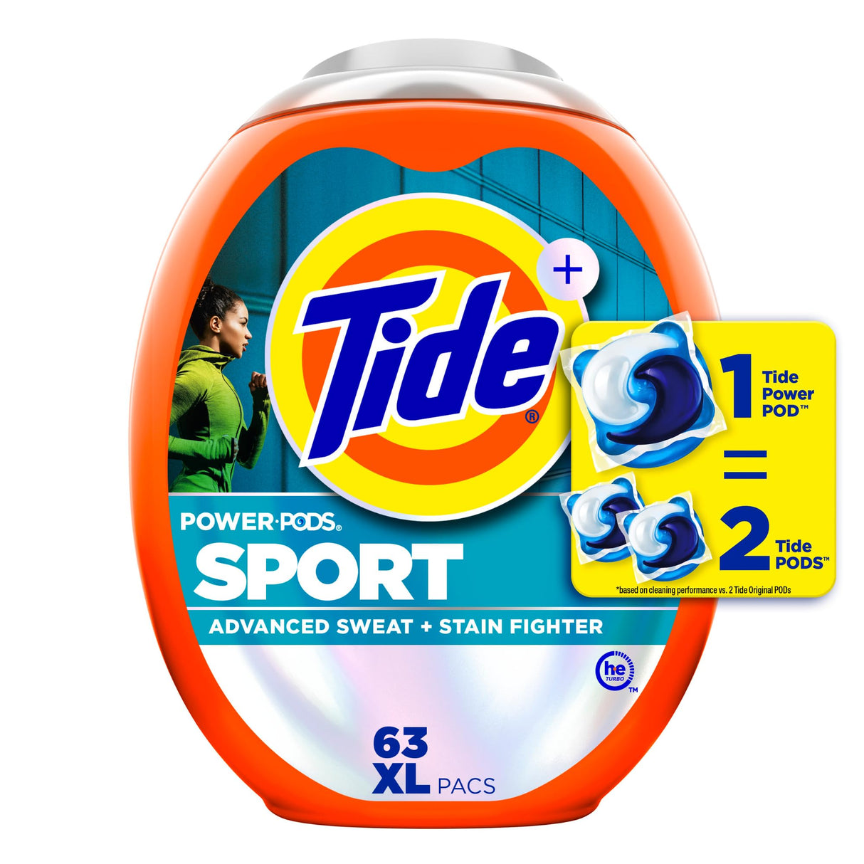 Tide Power PODS Laundry Detergent Soap Pacs with Febreze Sport, 63 Count, Laundry Pods with Febreze Freshness and Sport Odor Defense (133)