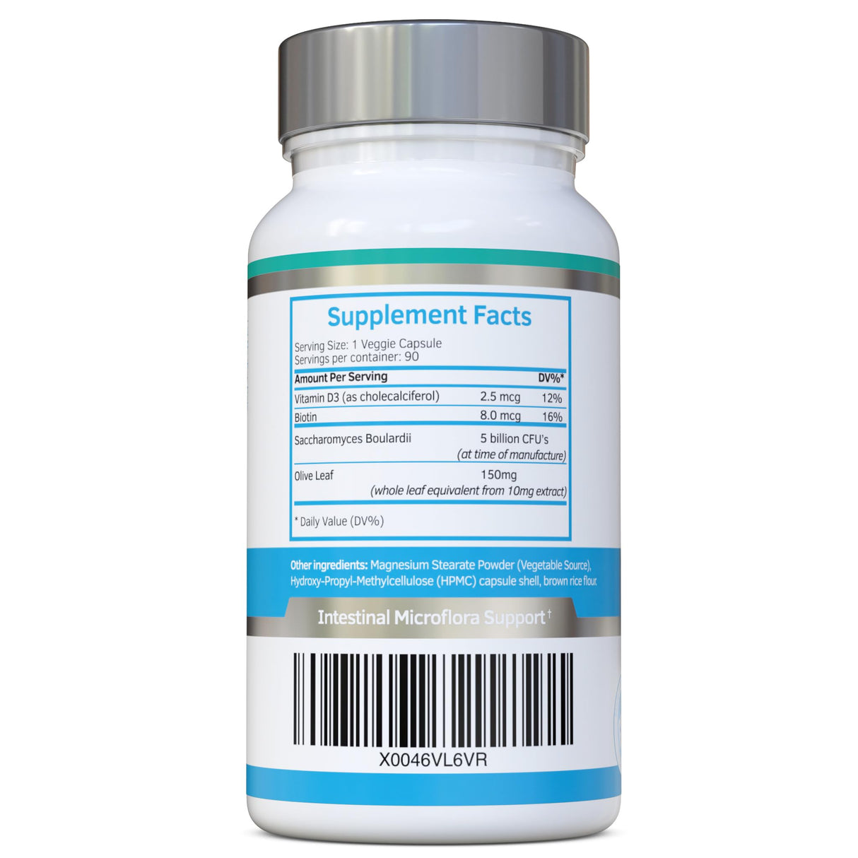 Saccharomyces Boulardii 5 Billion CFU 90 Capsules - No Refrigeration Required - High Strength Non-Colonising Yeast with synergistic Olive Leaf, Biotin and Vitamin D3