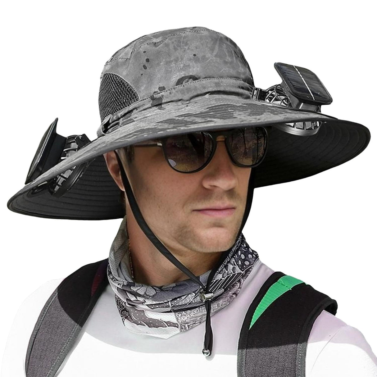Tcairzl Solar Fan Hat,2025 New Solar Powered Fan Hat,with 2 Solar Fan Fishing Hat,Removable & USBCharging Fan (US, Alpha, One Size, Camouflage)