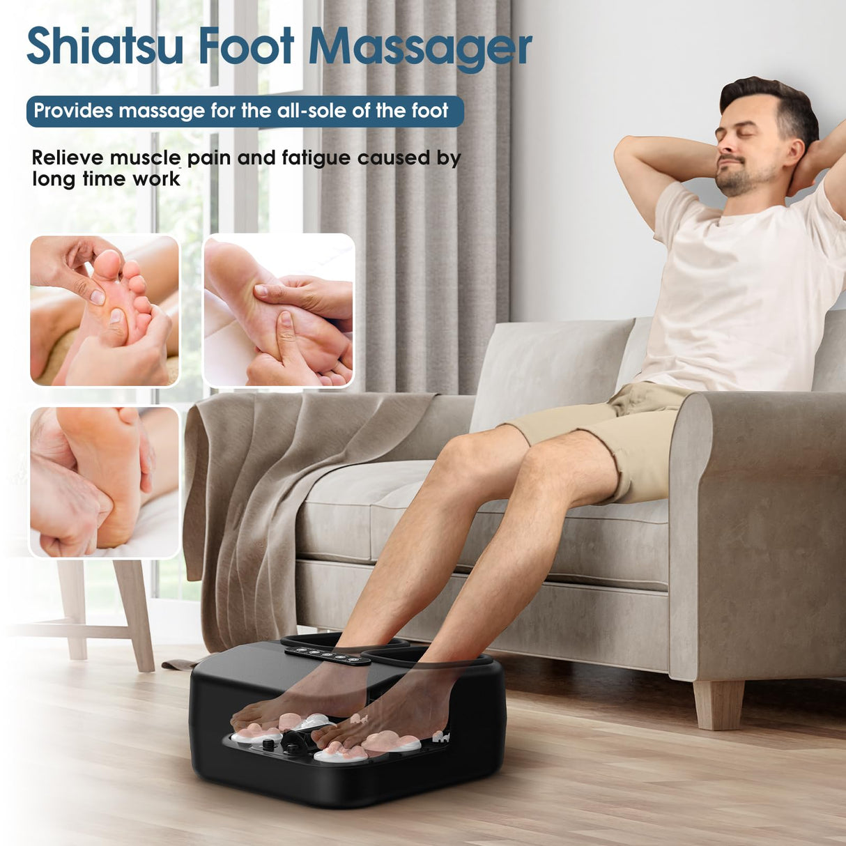 MOUNTRAX Shiatsu Foot Massager with Heat, DIY Gift Ideas for Mom Dad Women Men, Deep Kneading Foot Massager for Plantar Fasciitis, Improve Circulation and Pain Relief