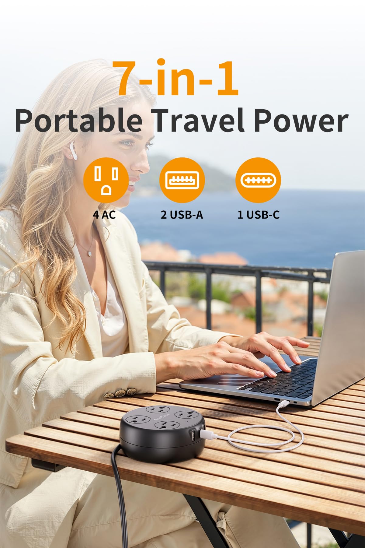 India Travel Adapter with USB C, US to India Plug Adapter with 4 Outlets 3 USB Ports, Type D Outlet Adapter for US to Bangladesh, India, Kuwait, Maldives (Black)