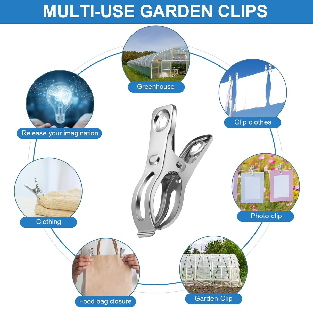 120 Pcs Greenhouse Clips, Garden Clips for Netting, Stainless Steel Greenhouse Clamps, Have a Strong Grip to Hold Down The Shade Cloth or Plant Cover on Garden Hoops or Greenhouse Hoops