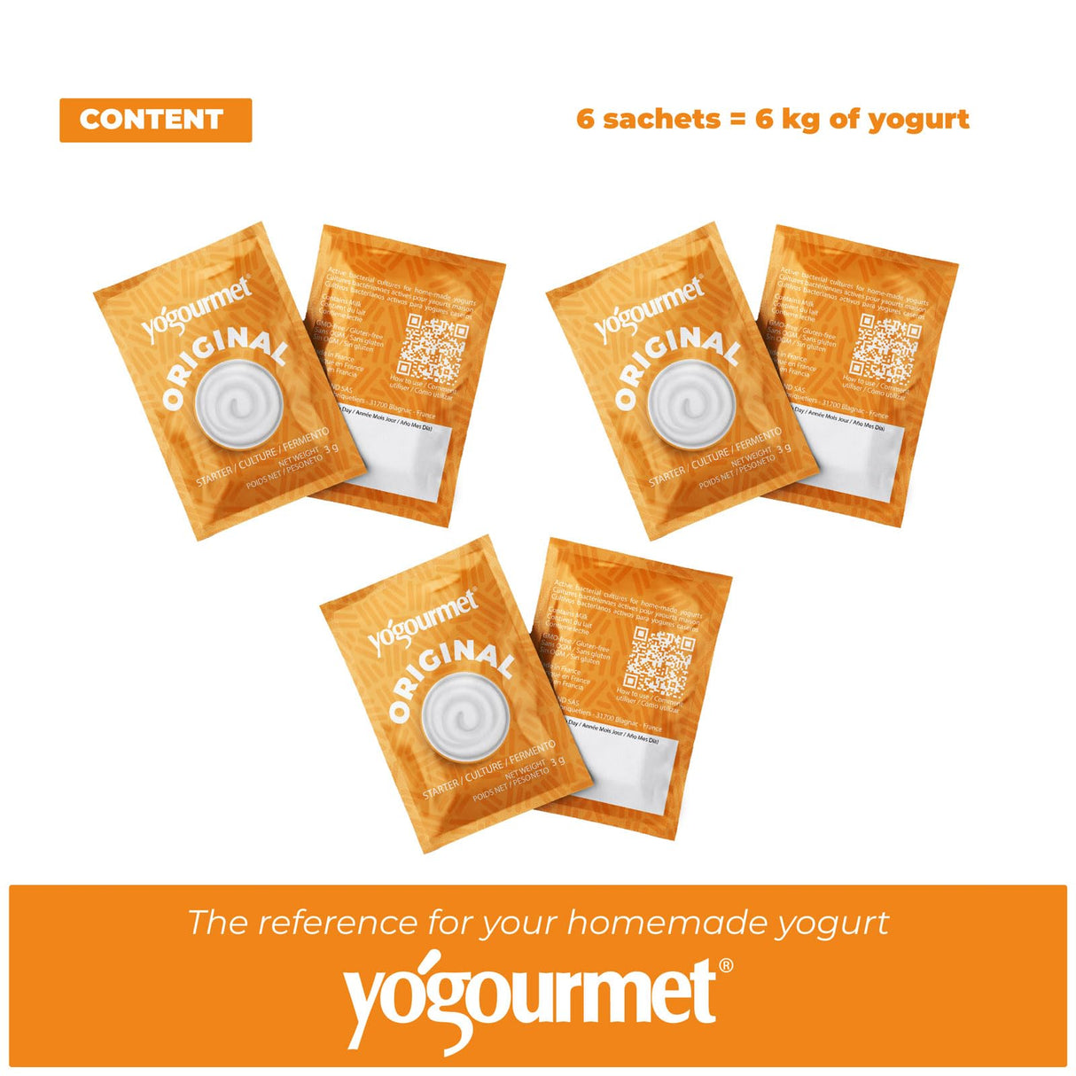 Yogourmet Yogurt Starter (16 Pack Bulk Version) - Make Yogurt at Home - Starter Culture - All Natural, Gluten Free, Kosher, Halal - 3 g Sachets