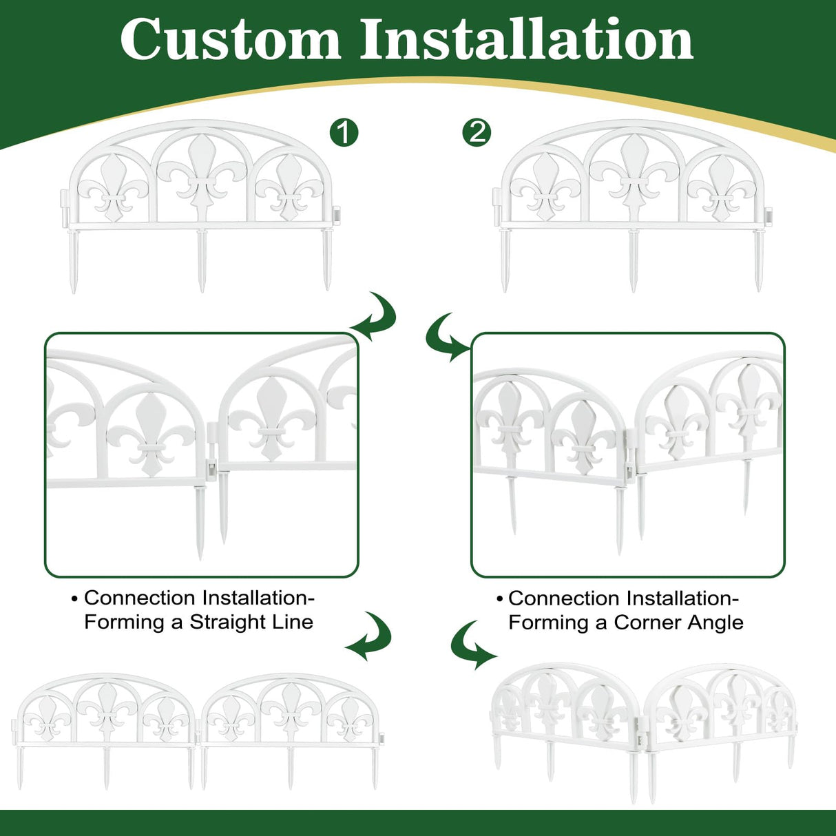BiuBiubulu 22ft White Garden Edging Border 19 Panels Plastic Landscape with 57 Anchoring Spikes Decorative Lawn Barrier Fence Liner for Flower Bed Yard