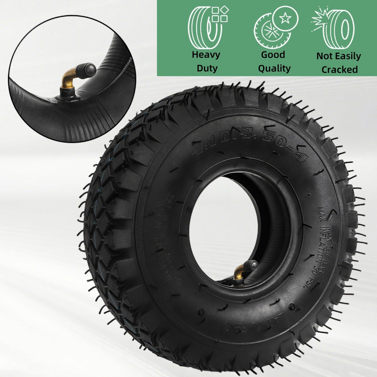 Covzoe 2 Set 4.10/3.50-4 Tire and Inner Tube with Bent Valve Stem