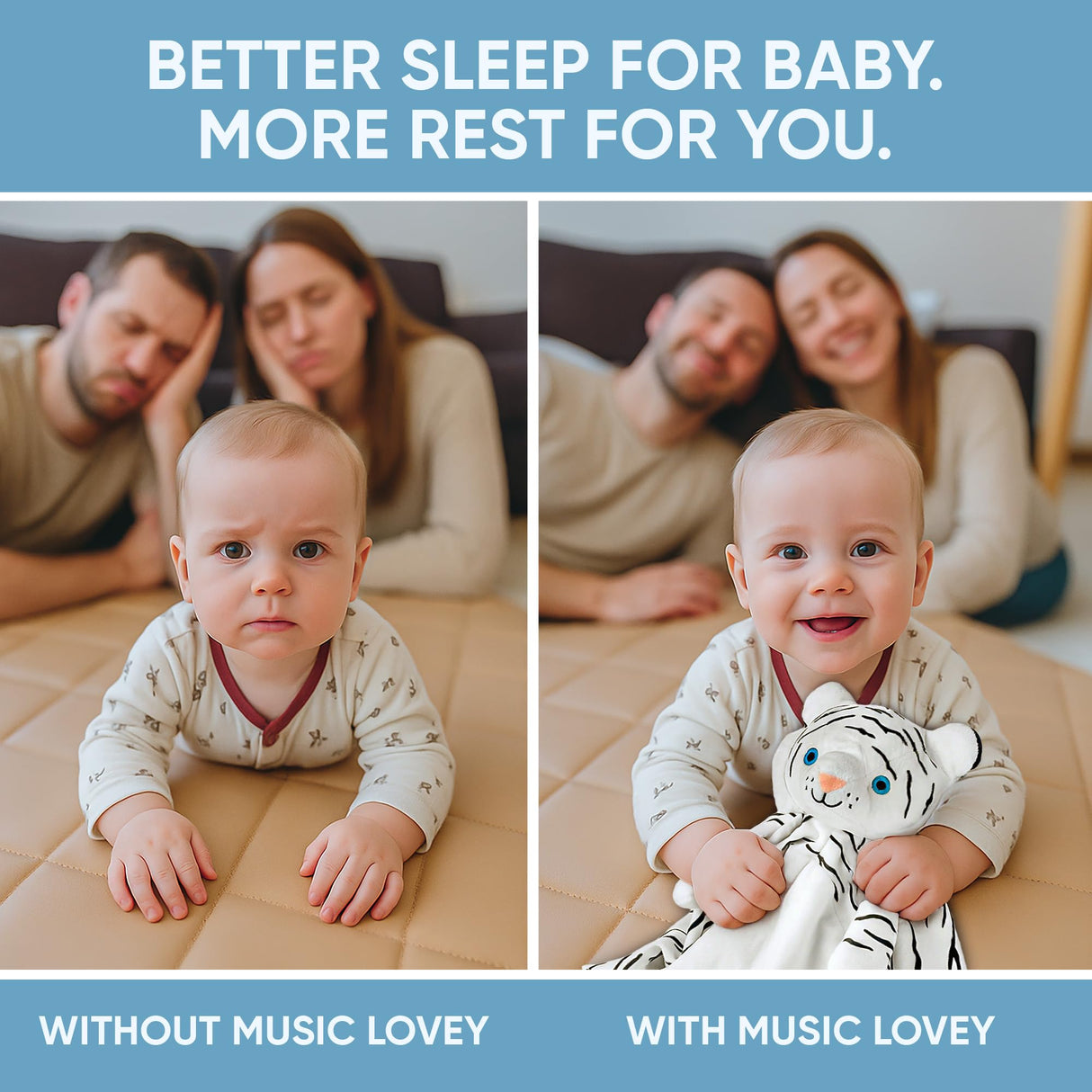 Love By Emi Sleep Soother White Noise with Heartbeat Tiger Plush & Lullaby, 4-in-1 Sound Machine, Security Blanket, Pacifier Holder, Baby Gift Registry Essential for Newborns, Infants & Toddler