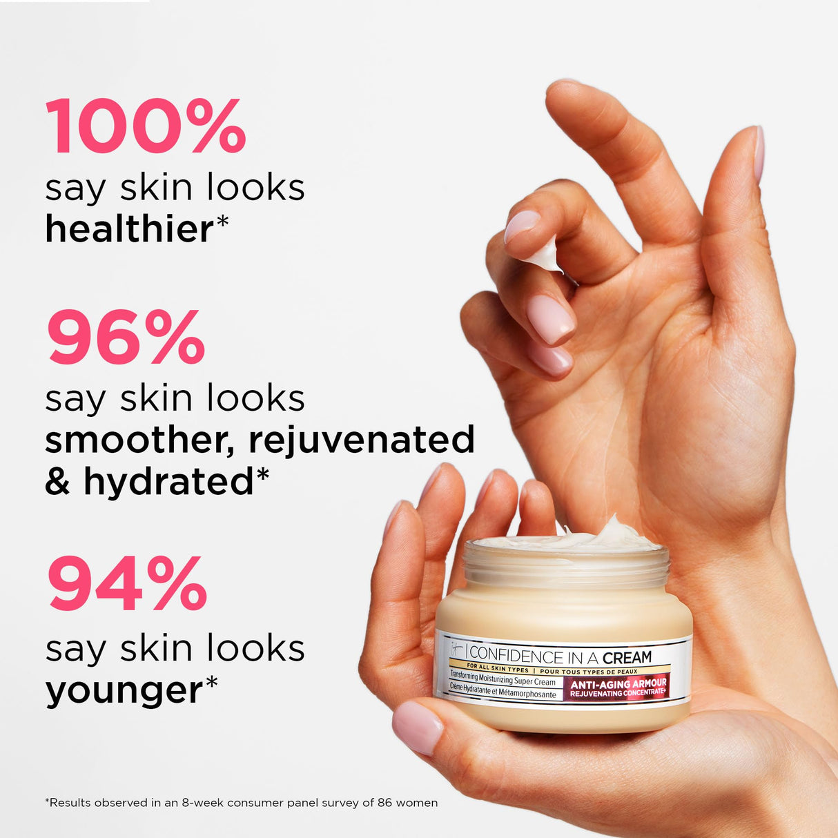 IT Cosmetics Confidence in a Cream Anti Aging Face Moisturizer – Visibly Reduces Fine Lines, Wrinkles & Signs of Aging Skin in 2 Weeks, 48HR Hydration with Hyaluronic Acid, Niacinamide - 4 fl oz