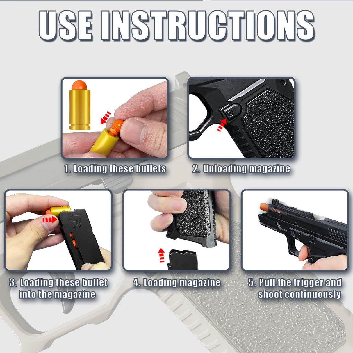 Automatic Shell Ejecting Toy Gun Pistol, Soft Bullet Toy Gun for Boys, Education Model Realistic Toy Pistol Shooting Game Toys Gifts Christmas Birthday for Kids 8+