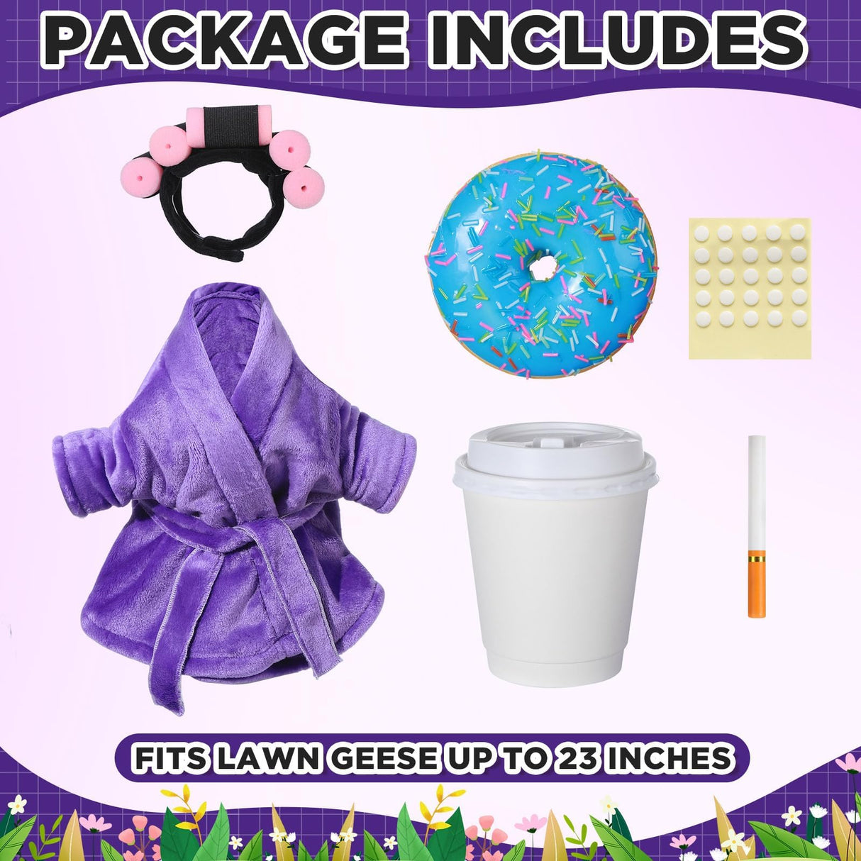 OBUSATT Old Lady Porch Goose Outfits 23 in Bathrobe Lawn Goose Costume Set Purple