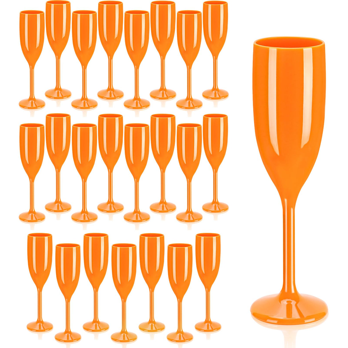 XUWAIDSGN Acrylic Champagne Flutes Toasting Glasses Unbreakable Mimosa Bar Reusable Wine Glasses Vintage Champagne Flutes Stemmed Drinking Cups 5.4 OZ for Christmas Birthday (24, Orange)
