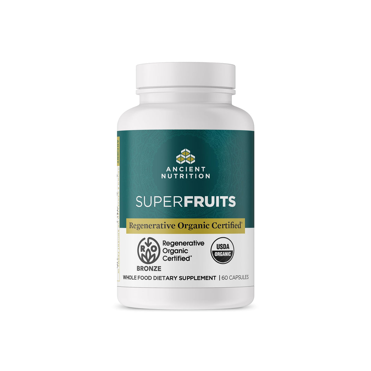 Ancient Nutrition Regenerative Organic Certified SuperFruits Capsules, Supports Gut and Immune System Health, Made with Probiotics, Dragonfruit, Mulberry, and Goji, 60 Count