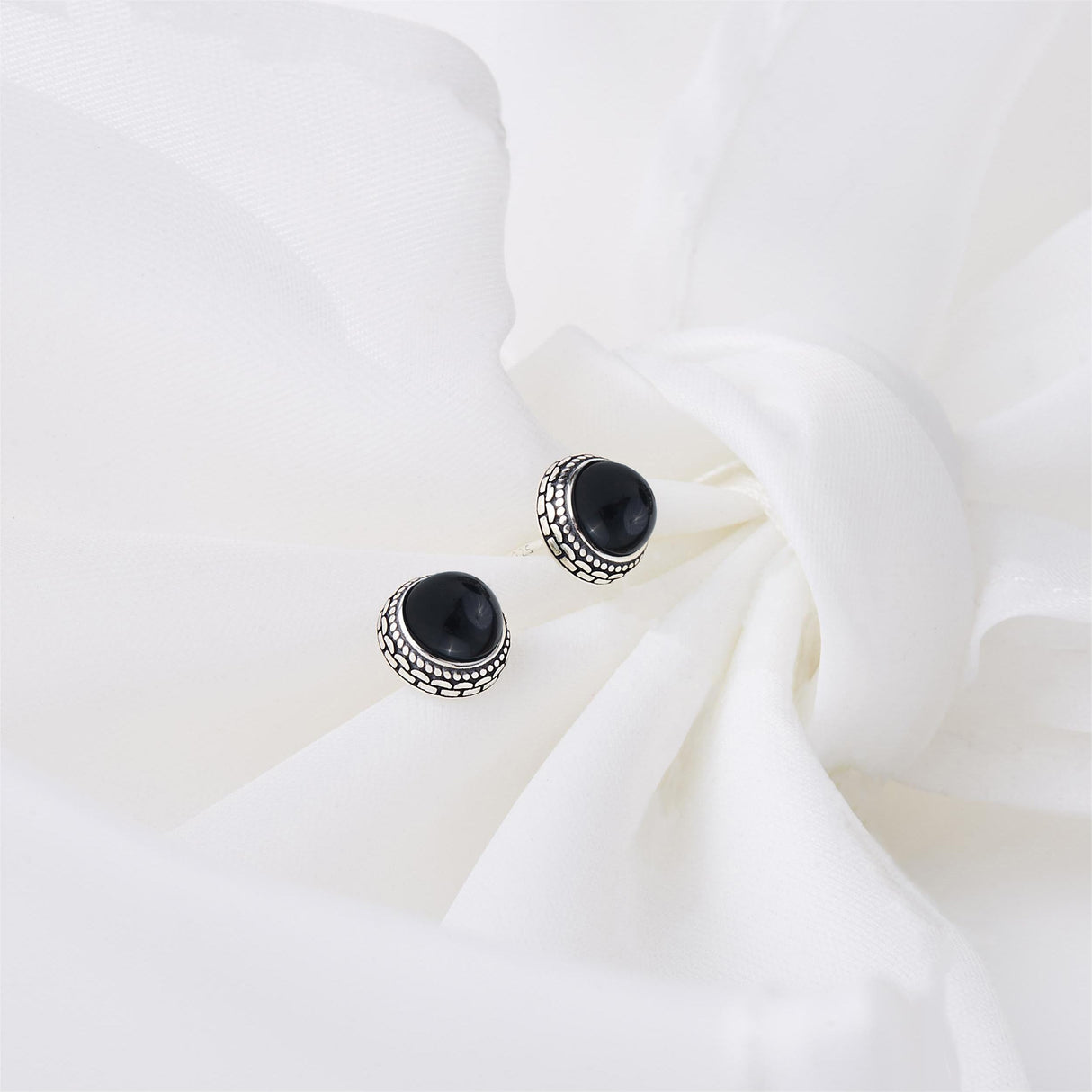 Keenove 925 Sterling Silver Stud Earrings Real Black Onyx Jewelry for Women