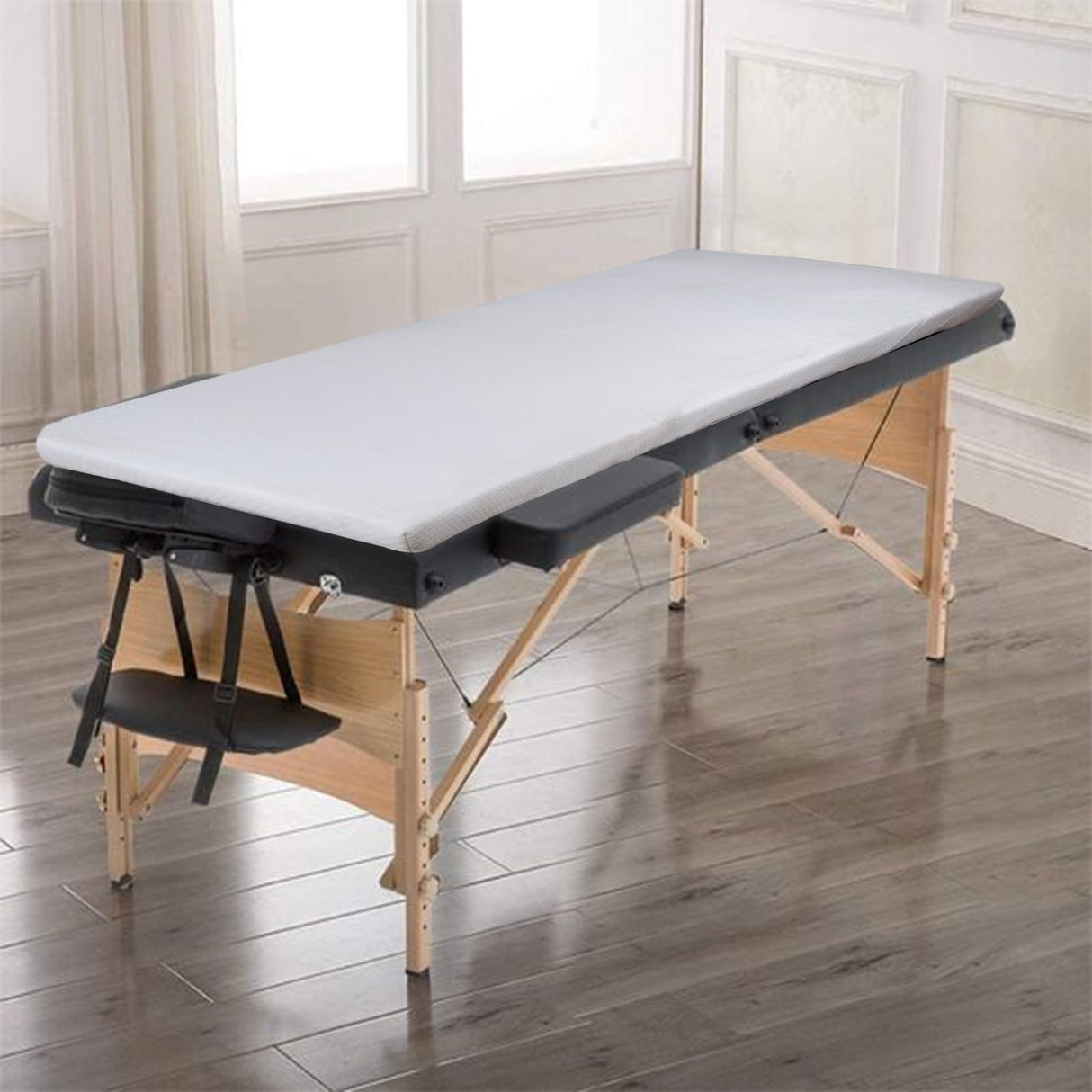 Lash Bed Foam Topper for Massage Bed, 73x24x2 inch White Memory Foam Removable Cover Massage Mattress, Non-Slip Elastic Bands, Only Lash Bed Topper (Not Included Bed), for Massage Bed and Beauty