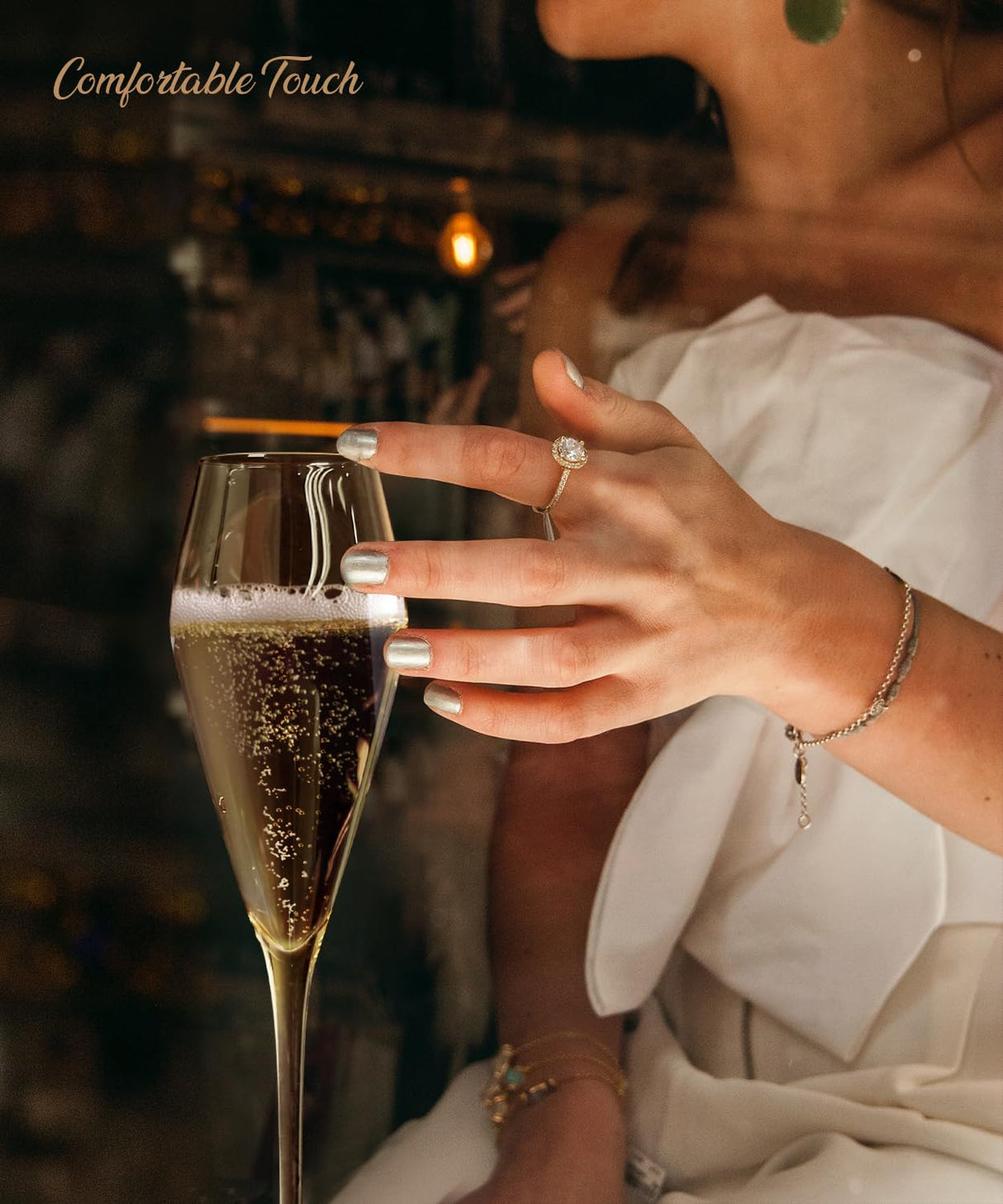 Champagne Flutes Glasses Set of 4, Hand Blown Crystal Wedding Flutes Glass, Ideal for Weddings, Anniversaries, Christmas, Special Days, 10.5 inch, 7.5 oz, Clear