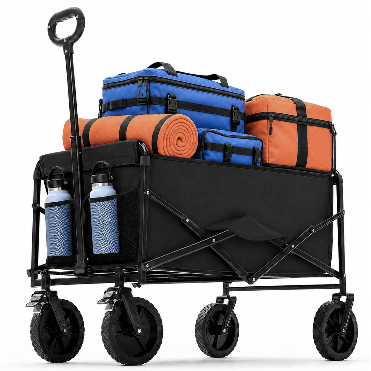 DUMOS Collapsible Wagon Cart, 330lbs Capacity, Black
