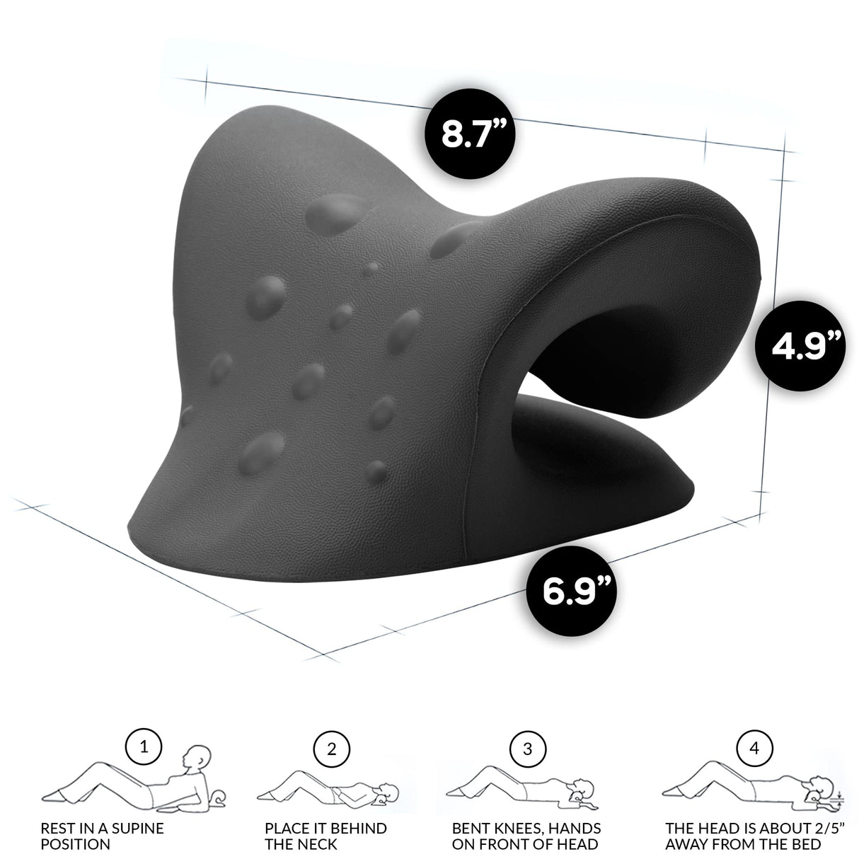 Neck Stretcher & Posture Corrector for Women and Men, FSA HSA Eligible, Cervical Traction for Spine Alignment, Adjustable Upper Back Brace & Elastic Support for Shoulder Back Pain Relief (Black)