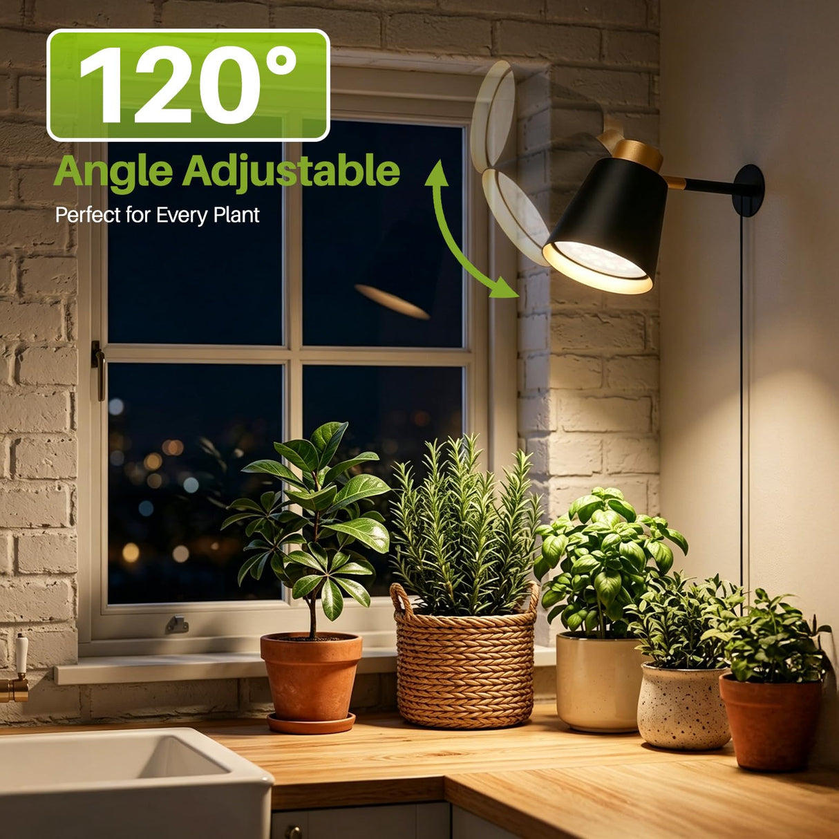 Inzlume Hanging Grow Lights for Indoor Plants, 18W Wall Mounted Grow Light with 660nm Red Light, Decorative Full Spectrum Grow Lamp for Tall Plants Flowers, 9.8ft Power Cord, Modern Style