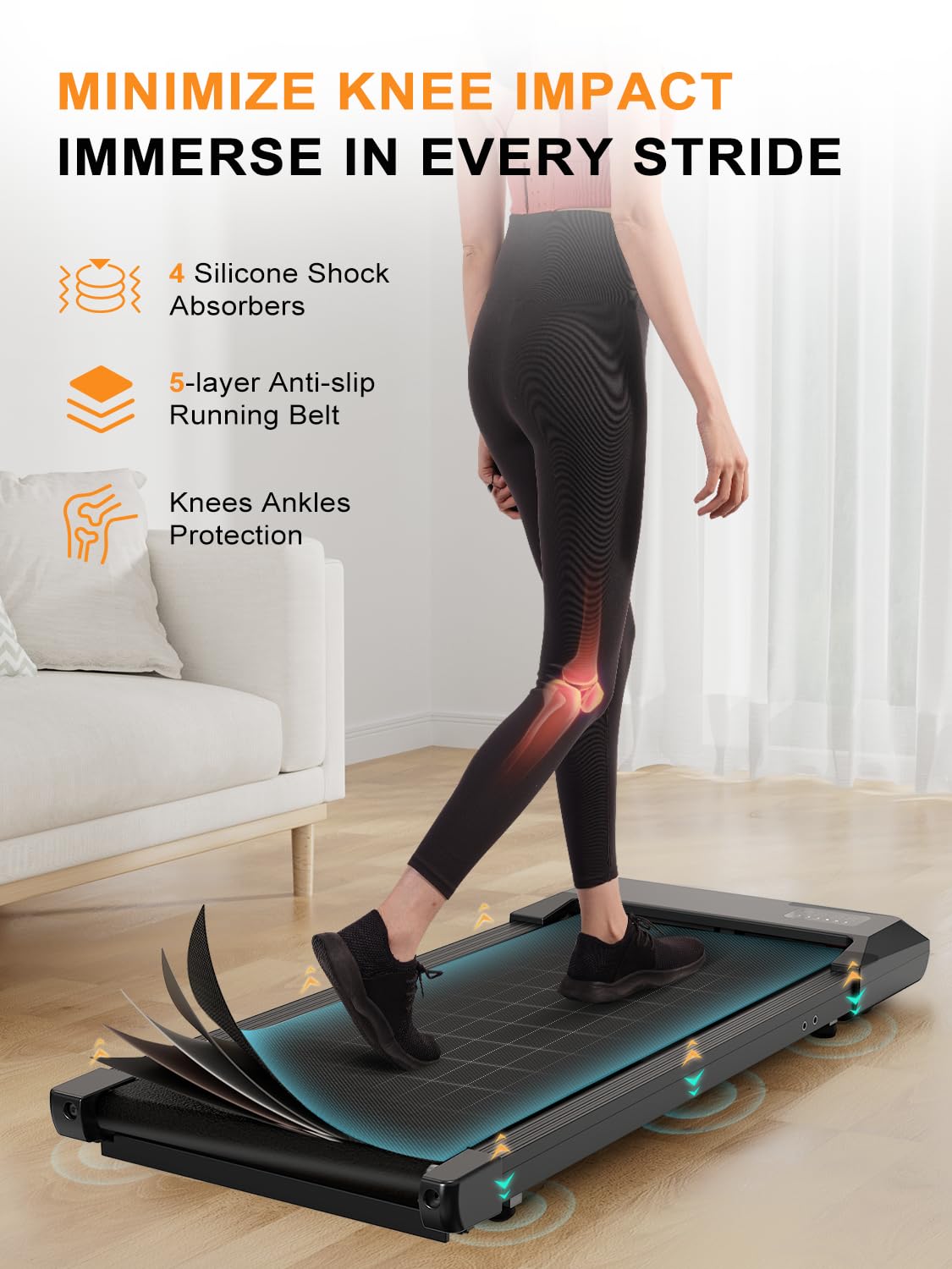 SupeRun Walking Pad, Under Desk Treadmill, 3 in 1 Portable Treadmill with Remote Control LED Display, 2.5 HP Quiet Walking Jogging Machine for Office Home Use, 250 Lbs Capacity