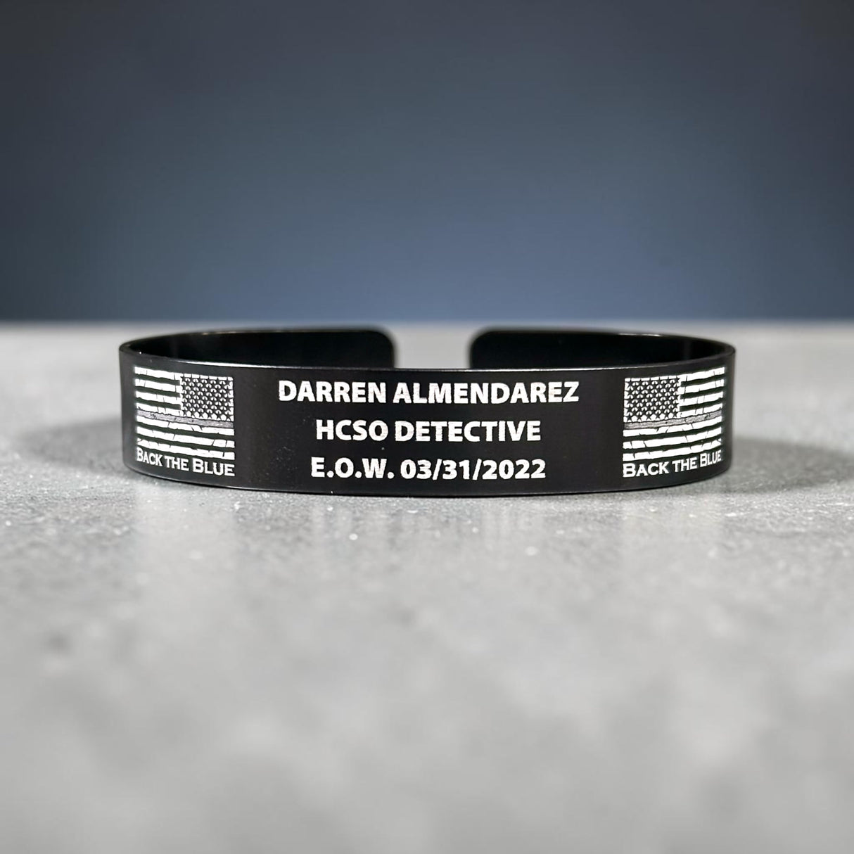 Center Mass, Inc. Legacy Band - Personalized ID & Memorial Bracelet - 2 Size Options - Black Metal