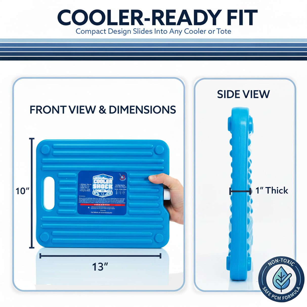 Cooler Shock Ice Packs for Cooler - 3 Reusable, Long Lasting, Cold Freezer Packs for Coolers, Lunch Bags & Totes to Keep Food Fresh - Clear