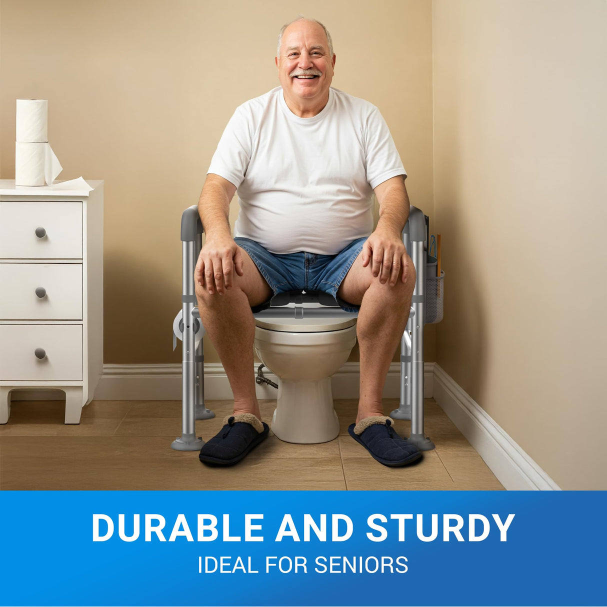 Sliq Toilet Seat Risers for Seniors, FSA HSA Raised Handicap Toilet Seat with Handles Over Toilet, High Capacity Toilet Riser with Handles for Elderly Adults, Handicap, and Pregnant