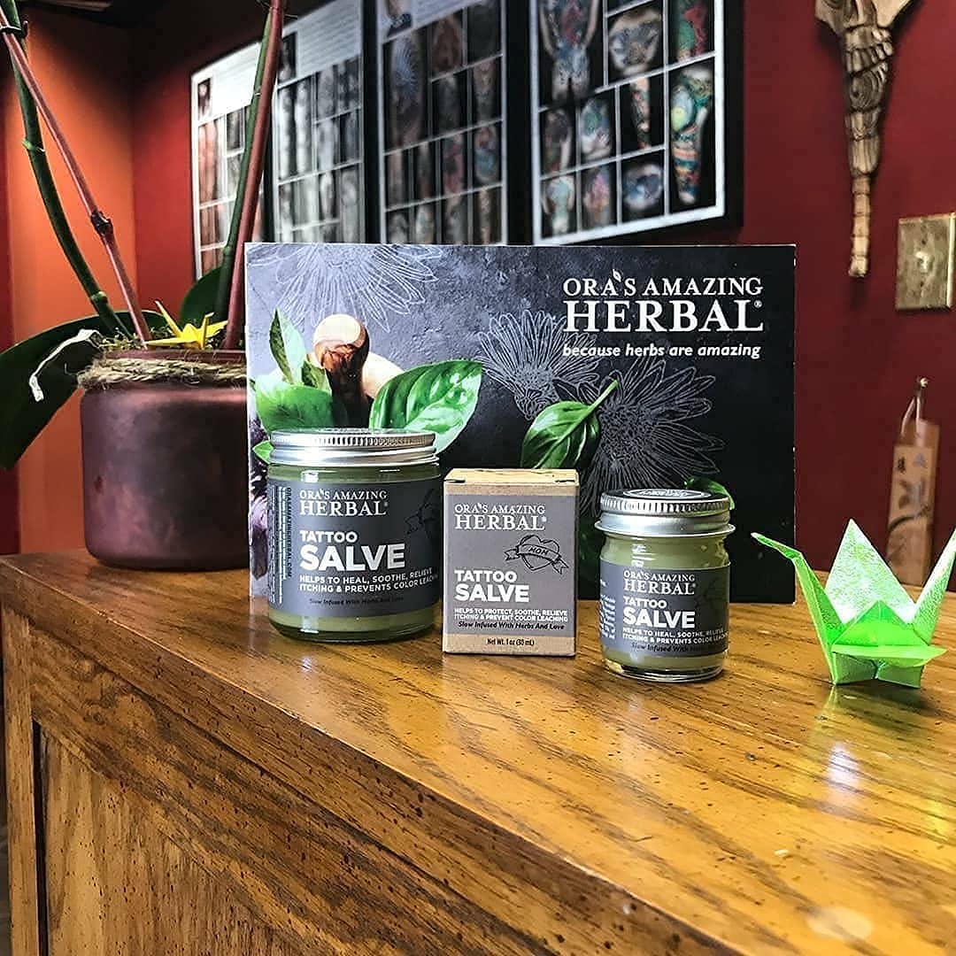 Tattoo Salve, Tattoo Aftercare Balm, Paraben Free Healing OIntment For New Tattoos, Brightening Moisturizer For Old Ink, Itchy Tattoo Relief Cream, Plastic Free, Ora’s Amazing Herbal, 1 oz Travel Size
