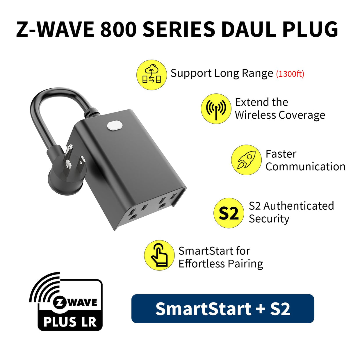 Minoston 800 Series Z-Wave Plug, Outdoor Zwave Smart Plug with 2 Individual Outlets, Waterproof Z-Wave Smart Outlet for Christmas Lights Compatible with SmartThings, Alexa, Zwave Hub Required (MP24Z)