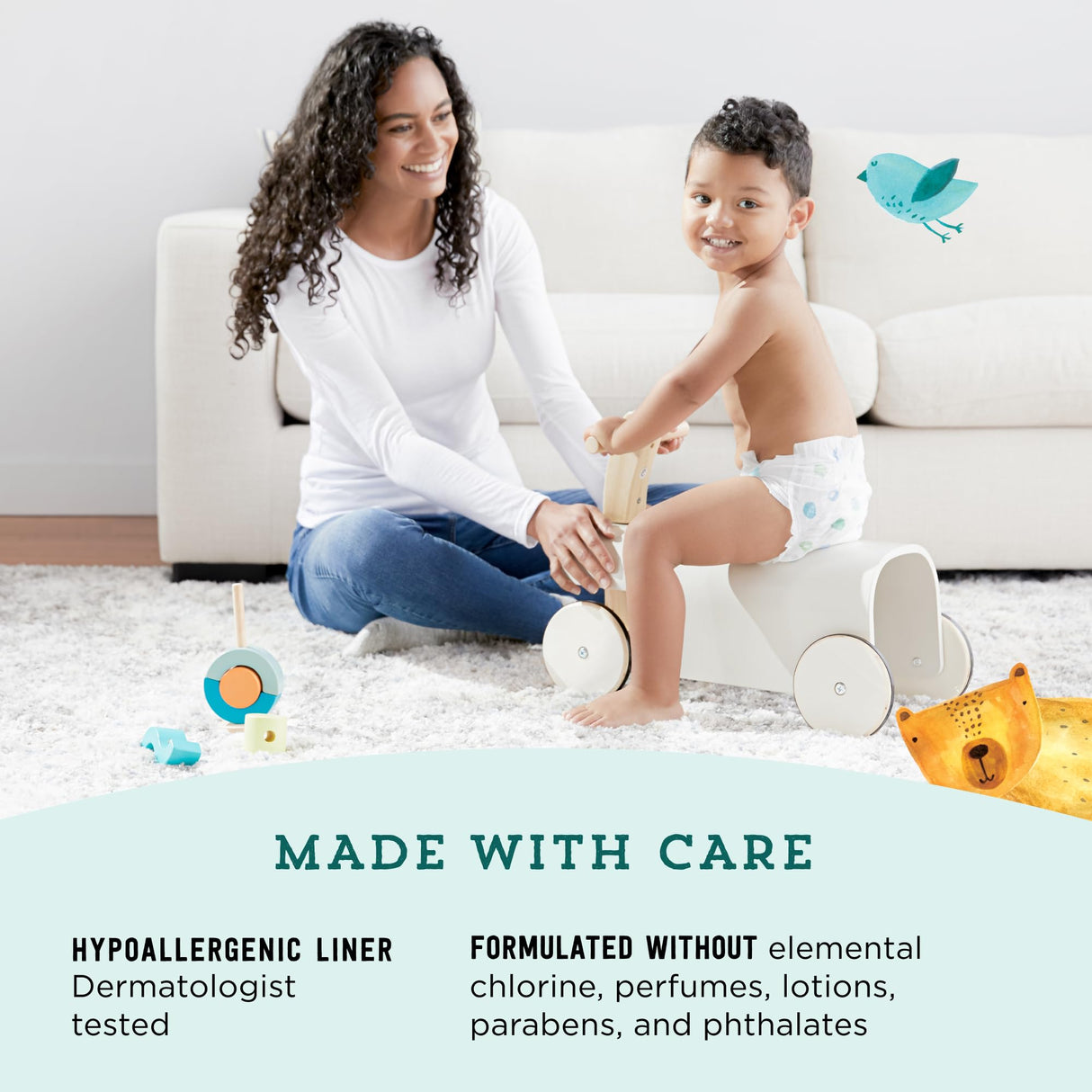 Amazon Brand - Mama Bear Gentle Touch Diapers, Hypoallergenic, Size 4, 148 Count, 4 Packs of 37, White