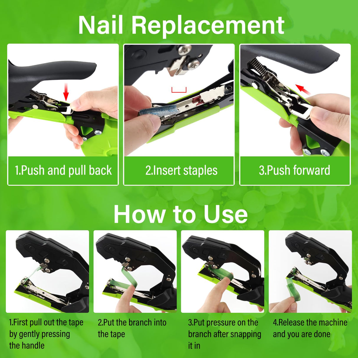 Audasi Plant Tying Machine Updated Plant Hand Tying Machine Plant Binding Machines Garden Tying Tool Tape Gun Plant Tie Machine with 10000 PCS Staples 20 Rolls Green Tape for Tomato Grape Pepper