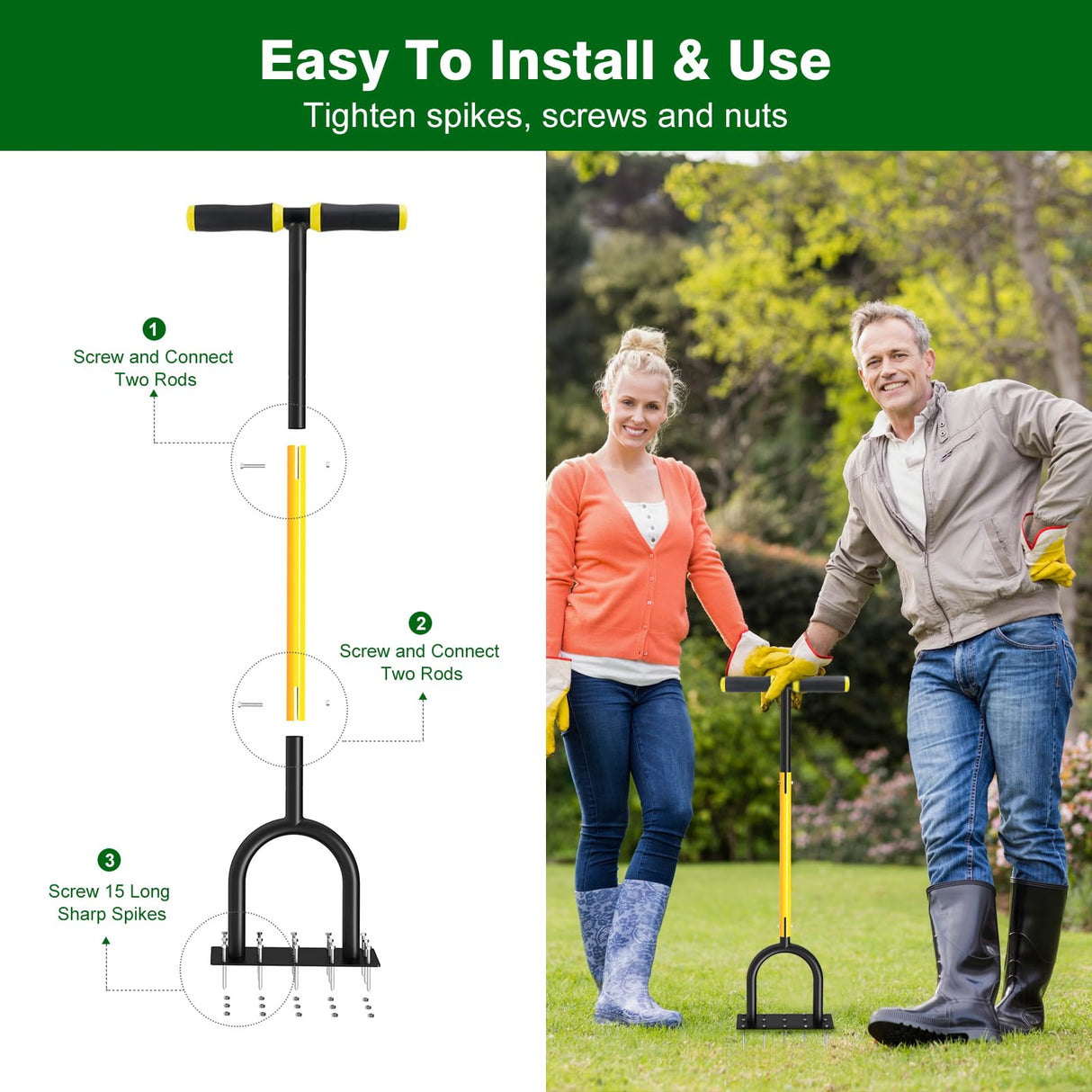 Coopvivi Lawn Aerator Tool - Grass & Soil Aerator for Lawn & Yard Care