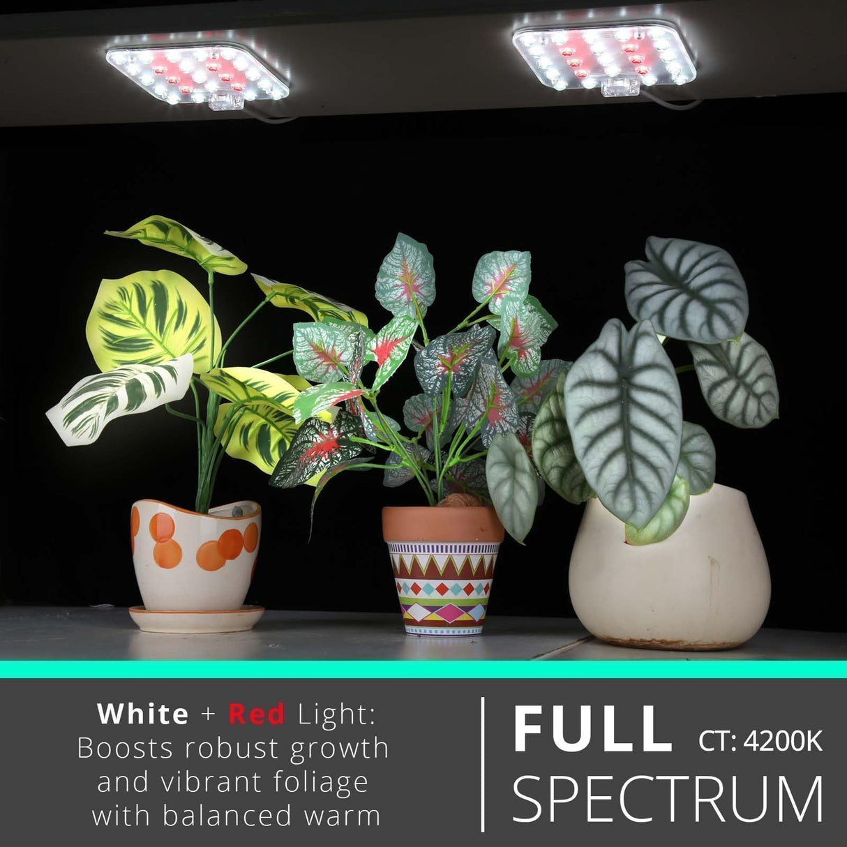 DOMMIA Under Shelf Grow Lights for Indoor Plants, USB LED Panel, 2-Pack