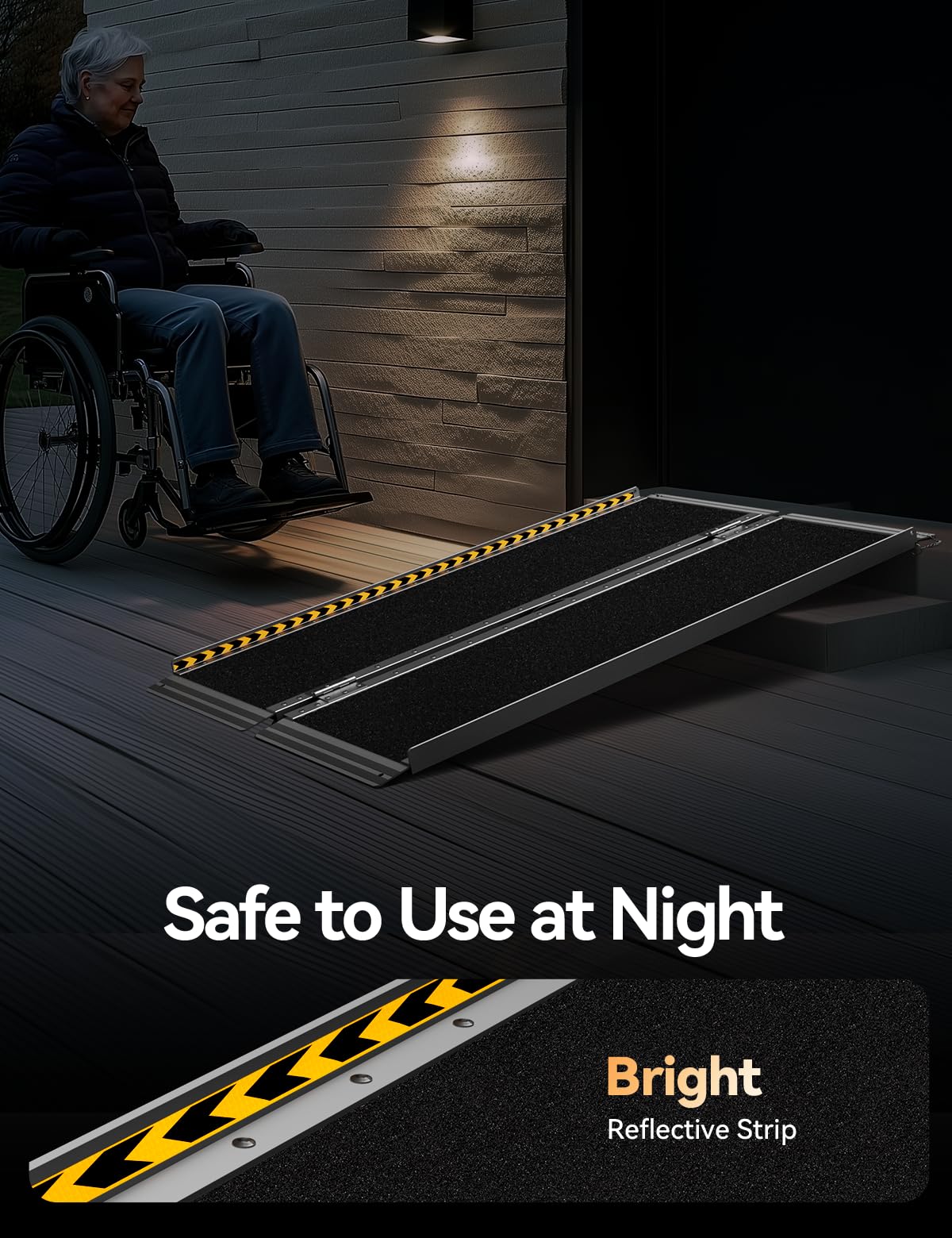 FACHNUO 4 Feet Portable Wheelchair Ramp, Non-Skid Aluminum Handicap Ramps with Handle, Folding Threshold Wheel Chair Ramp for Home Steps, Stairs, Entry, Threshold, Curbs, Stairs, 800LBS Capacity