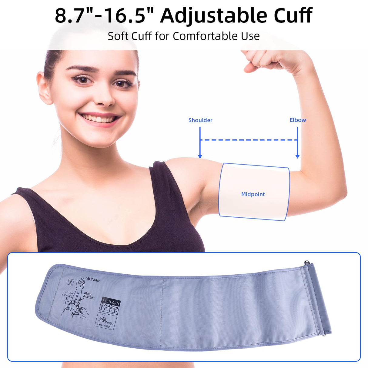 Automatic Blood Pressure Monitor: X8 Digital Blood Pressure Machine Upper arm for Home use with Adjustable BP Cuff(8.7-16.5") - Large Backlit Display (Black)