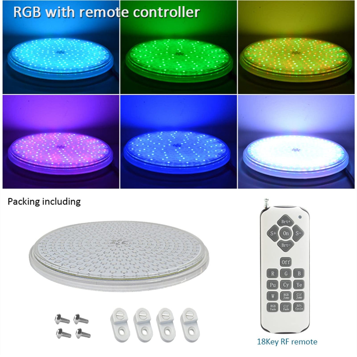 Underwater Light 18W 42W Underwater Lights PAR56 RGB LED Swimming Pool Light Resin Filled Wall Mounted / Embedded Pool Lamp IP68 Waterproof Pond Light Pond Lights ( Color : RGB with remote , Size : 42
